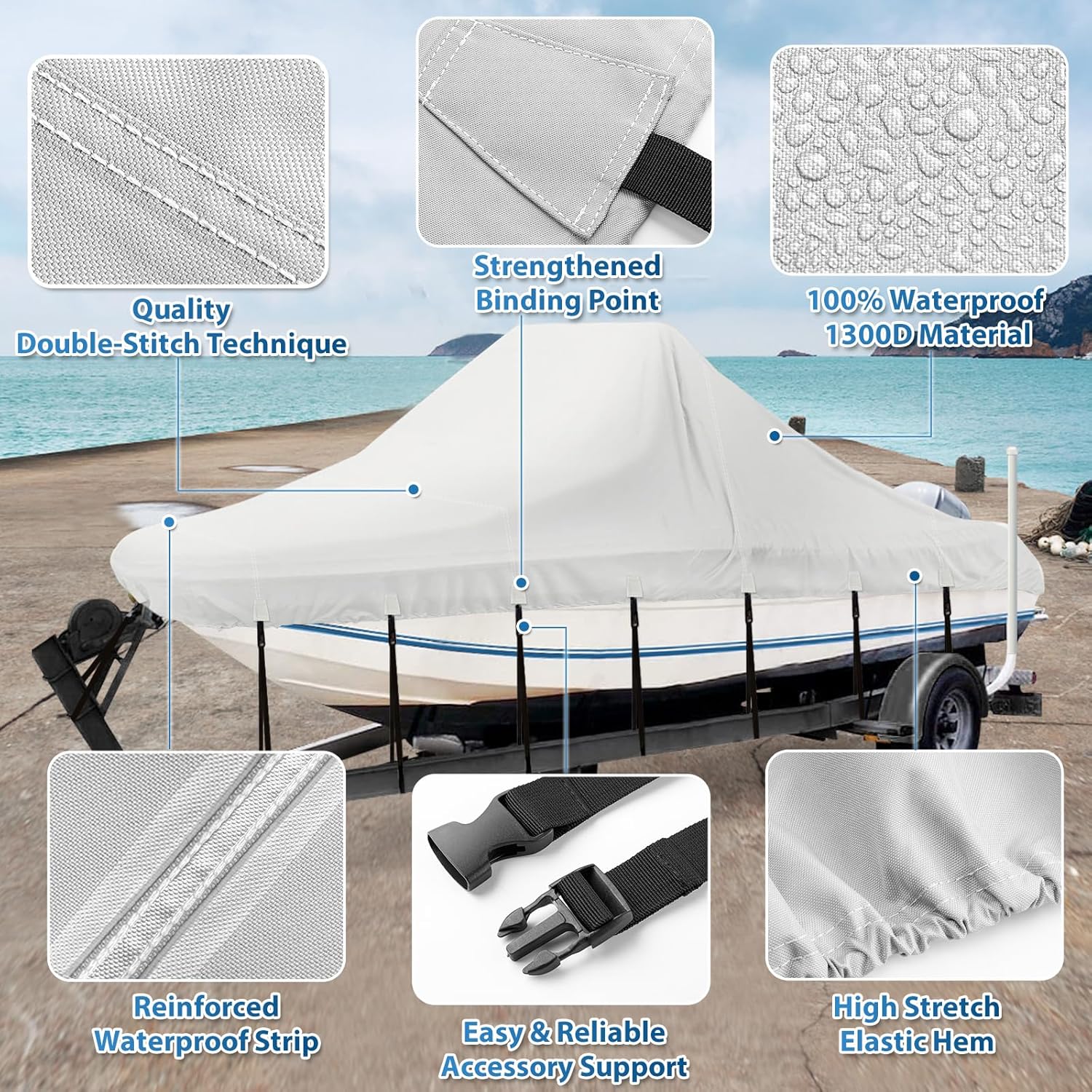 Center Console Boat Cover, 17"-19" Waterproof