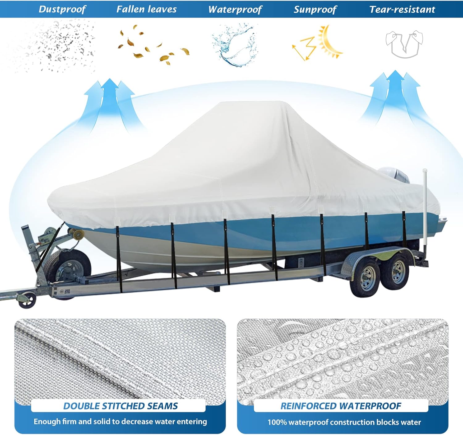 Center Console Boat Cover, 17"-19" Waterproof