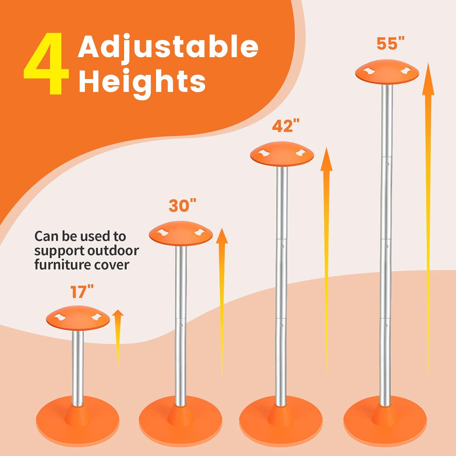 2 Piece Adjustable Boat Cover Support Rod System