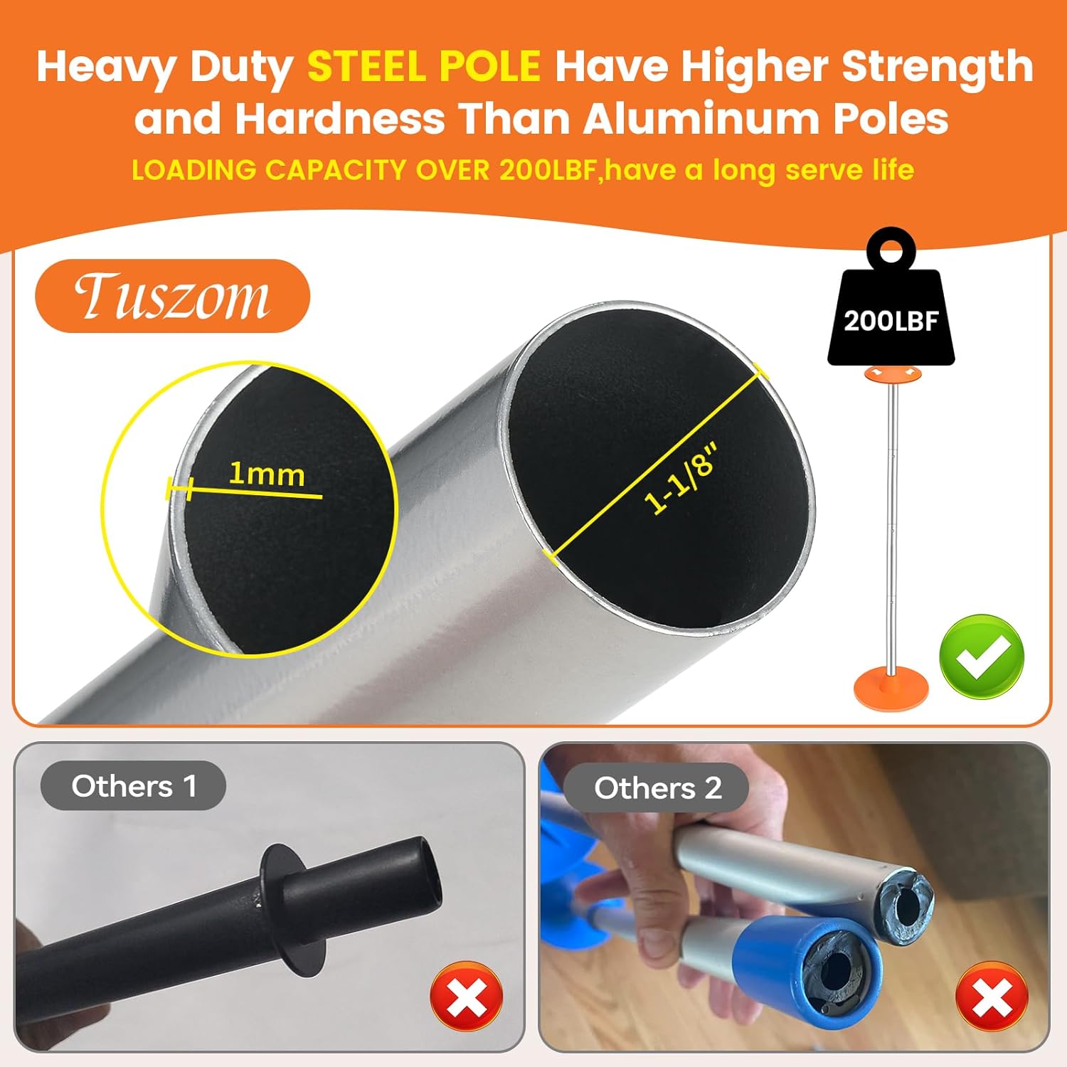 2 Piece Adjustable Boat Cover Support Rod System