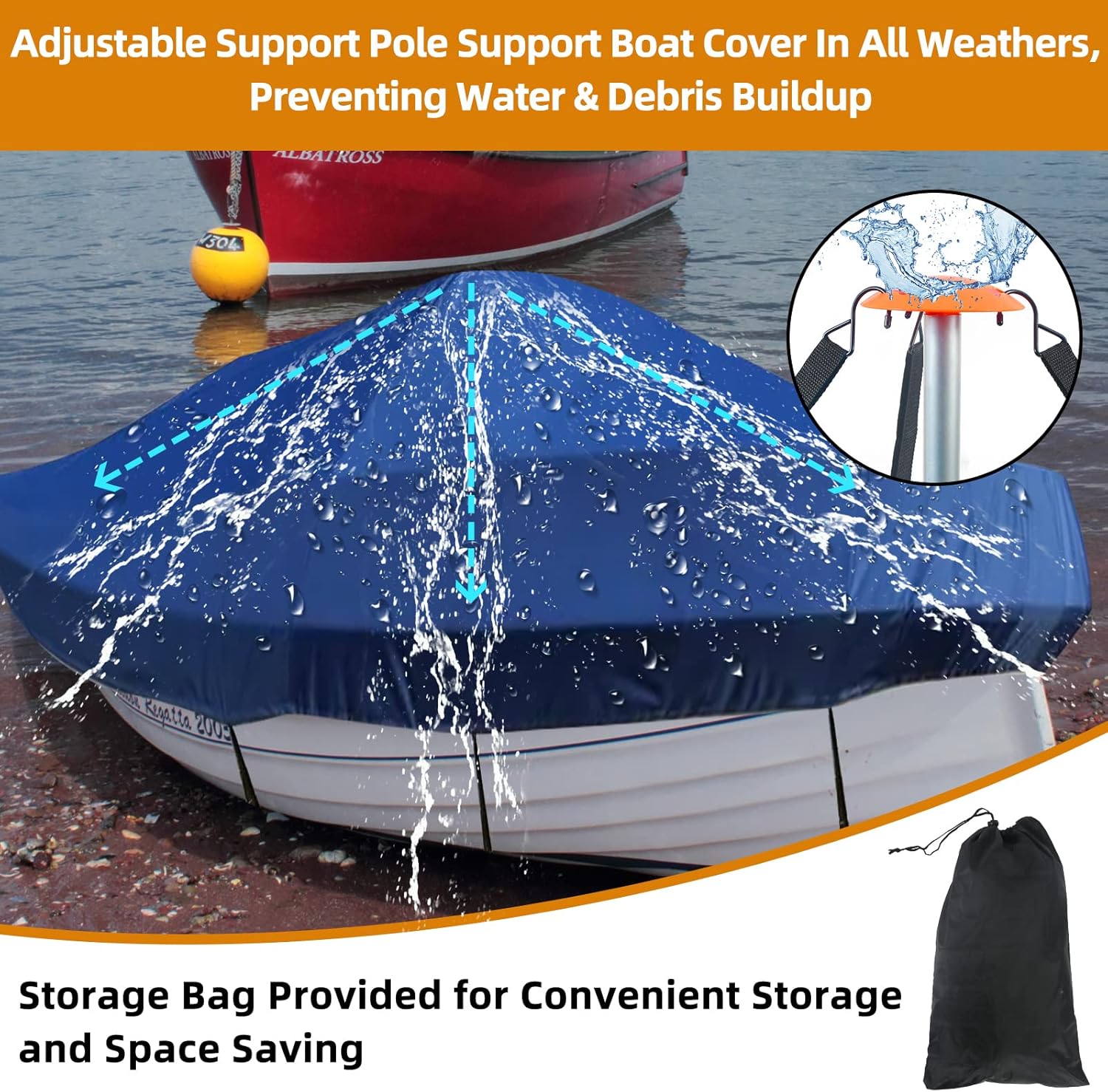 2 Piece Adjustable Boat Cover Support Rod System
