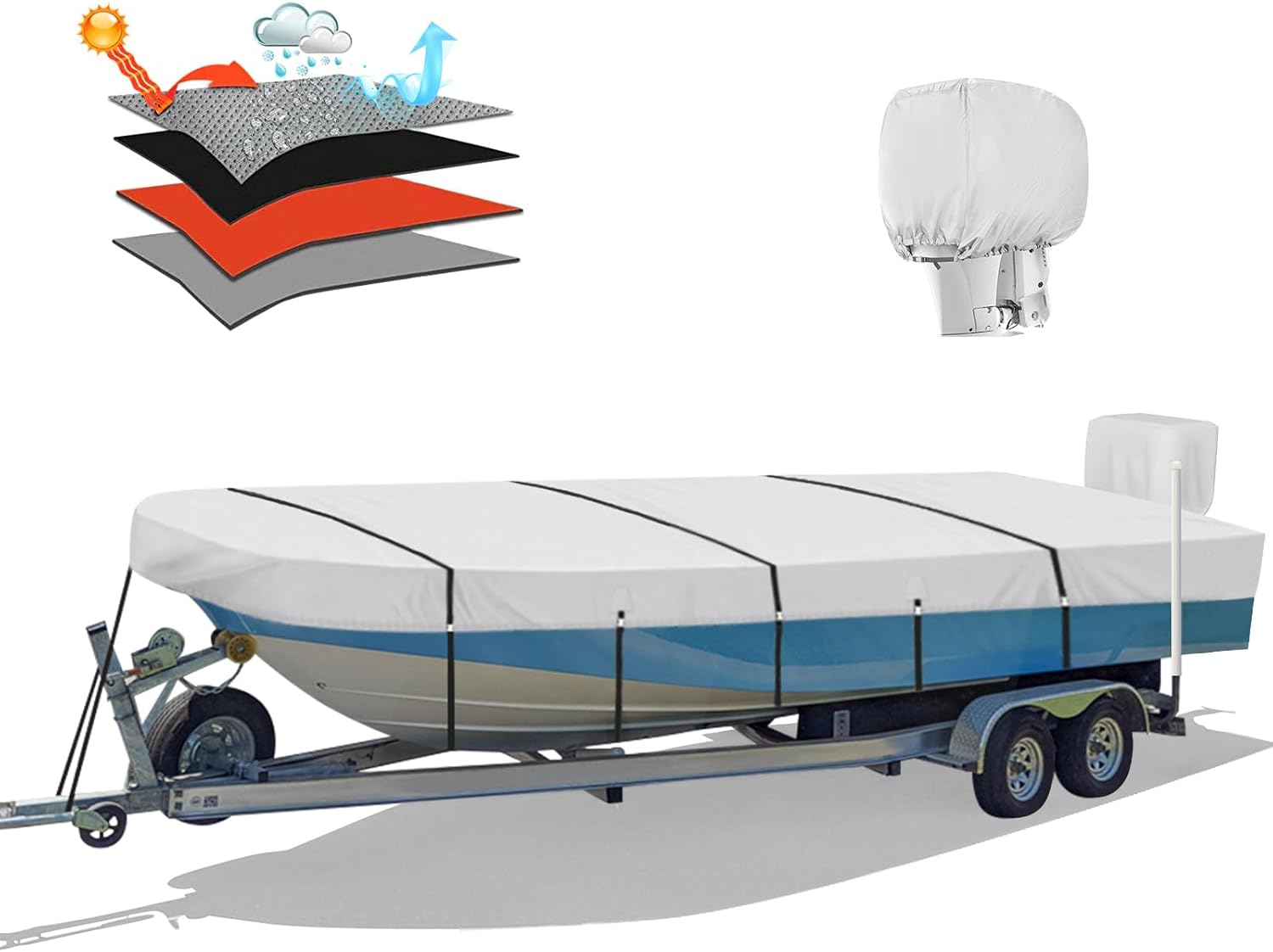 14FT Jon Boat Cover with Motor Cover