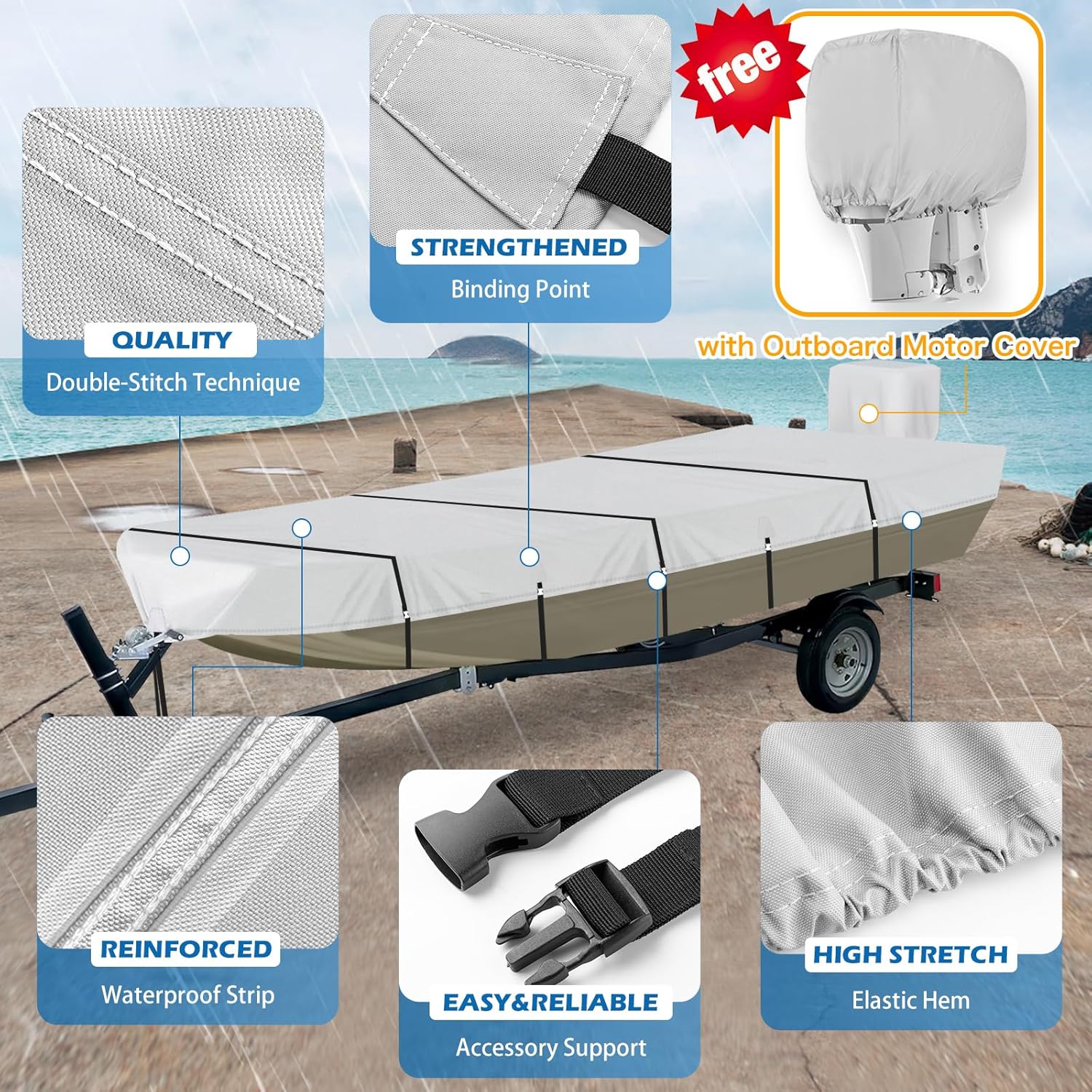 14FT Jon Boat Cover with Motor Cover