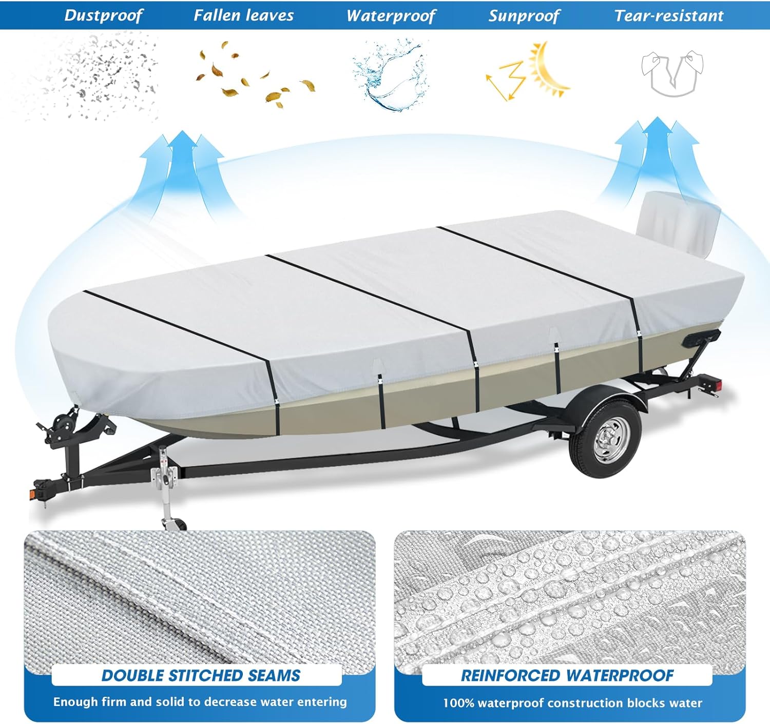 14FT Jon Boat Cover with Motor Cover