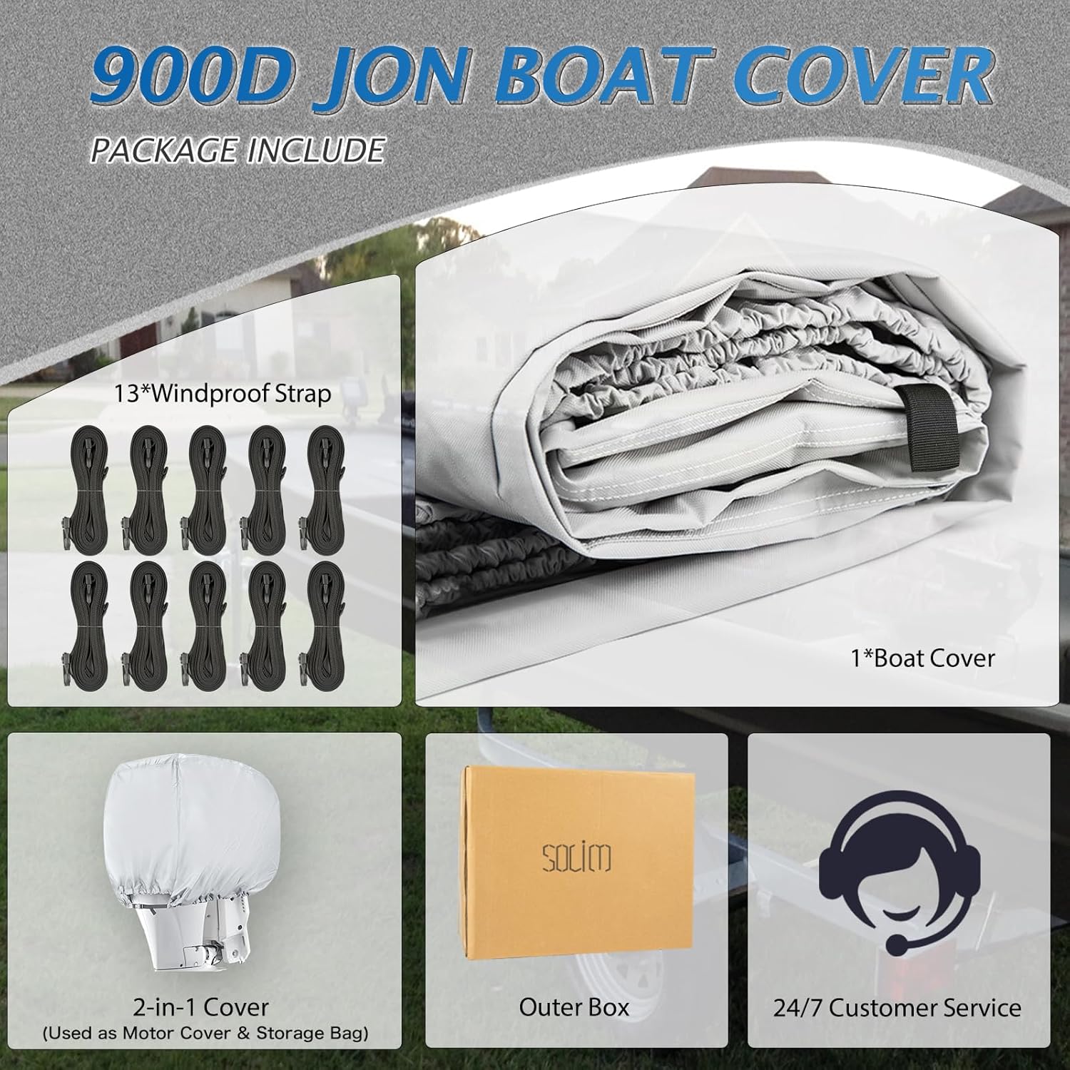 14FT Jon Boat Cover with Motor Cover