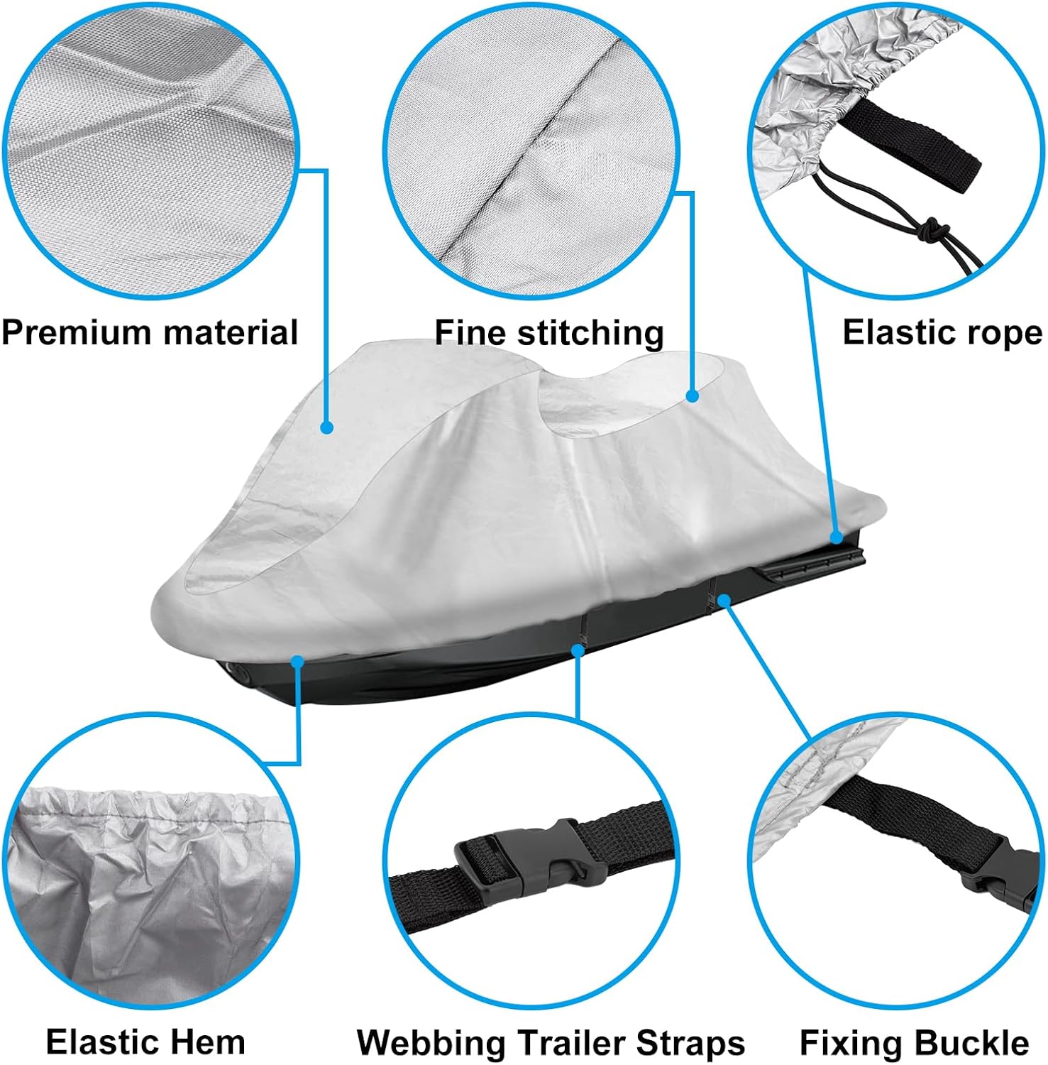 Jet Ski Cover 3 Seat, Waterproof Trailerable