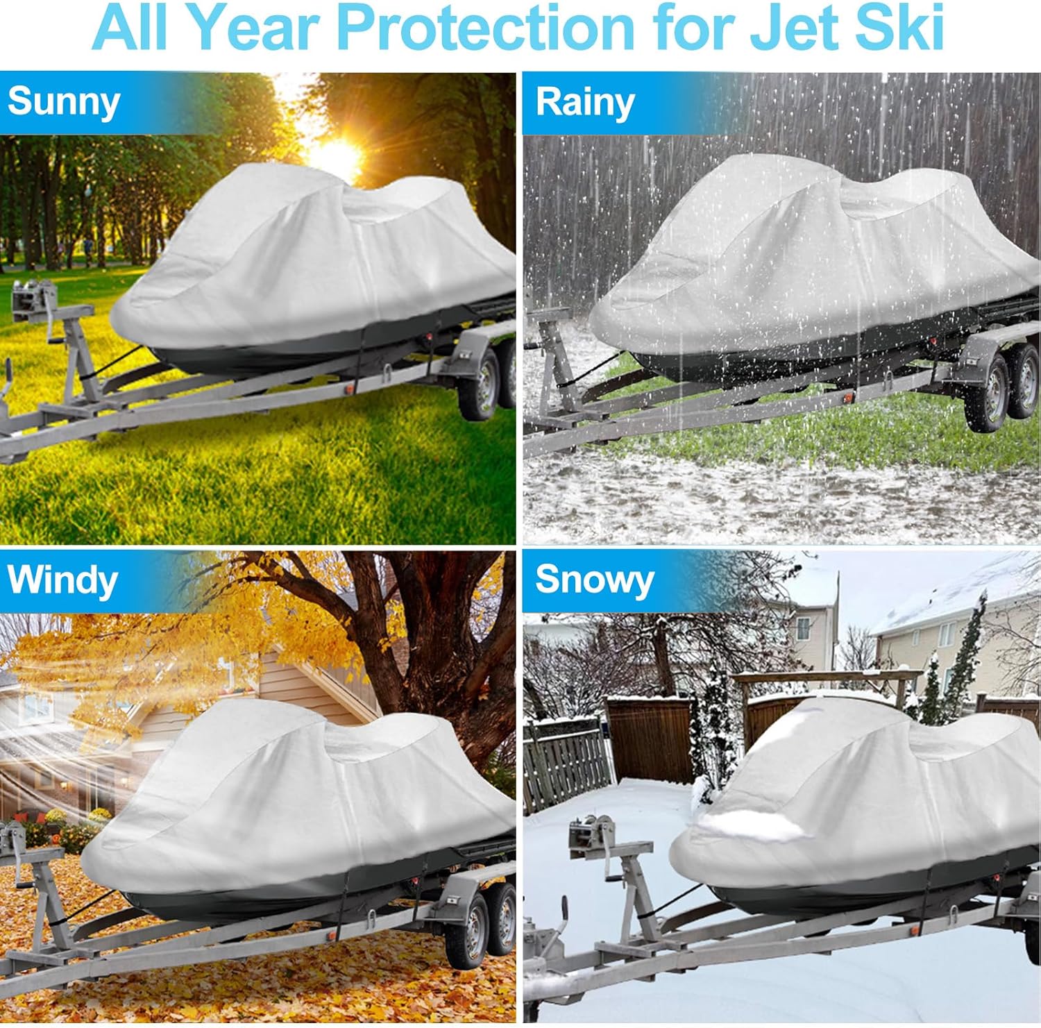 Jet Ski Cover 3 Seat, Waterproof Trailerable