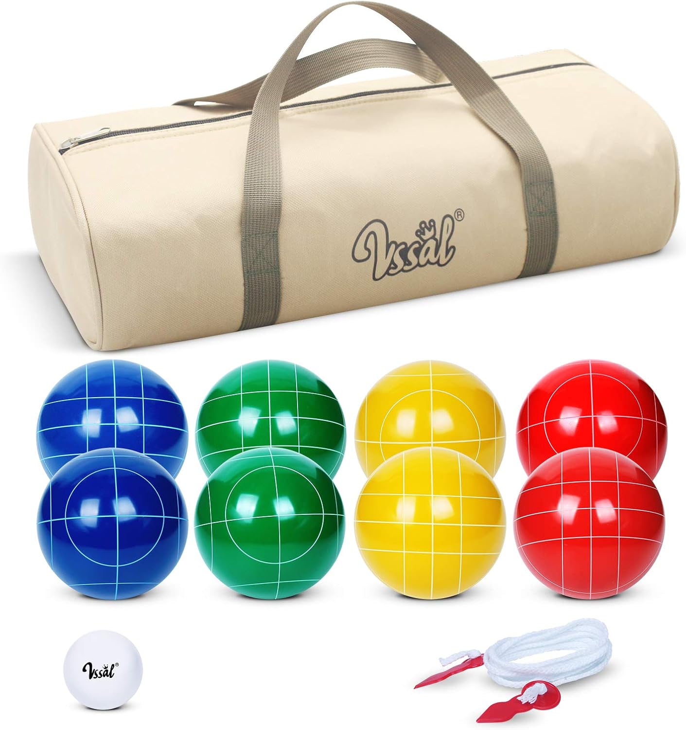 90mm 8 Piece Resin Bocci Ball Set, Green/Yellow/Red/Blue