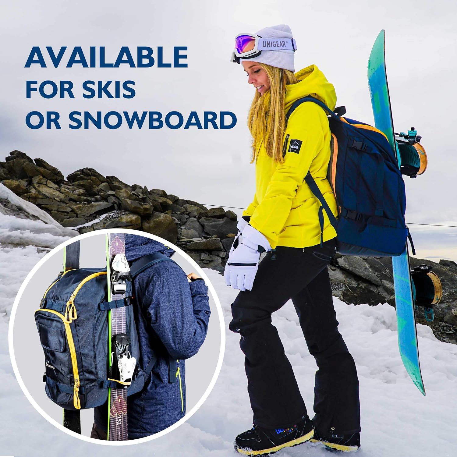 50L Ski Boot Bag for Helmet, Goggles, Gloves, Skis