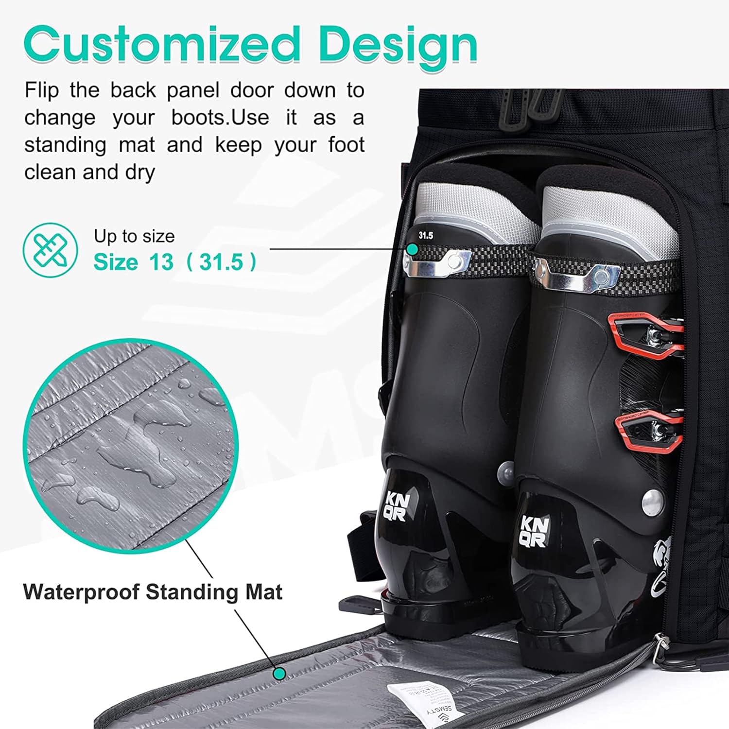 55L Waterproof Ski Boot Backpack