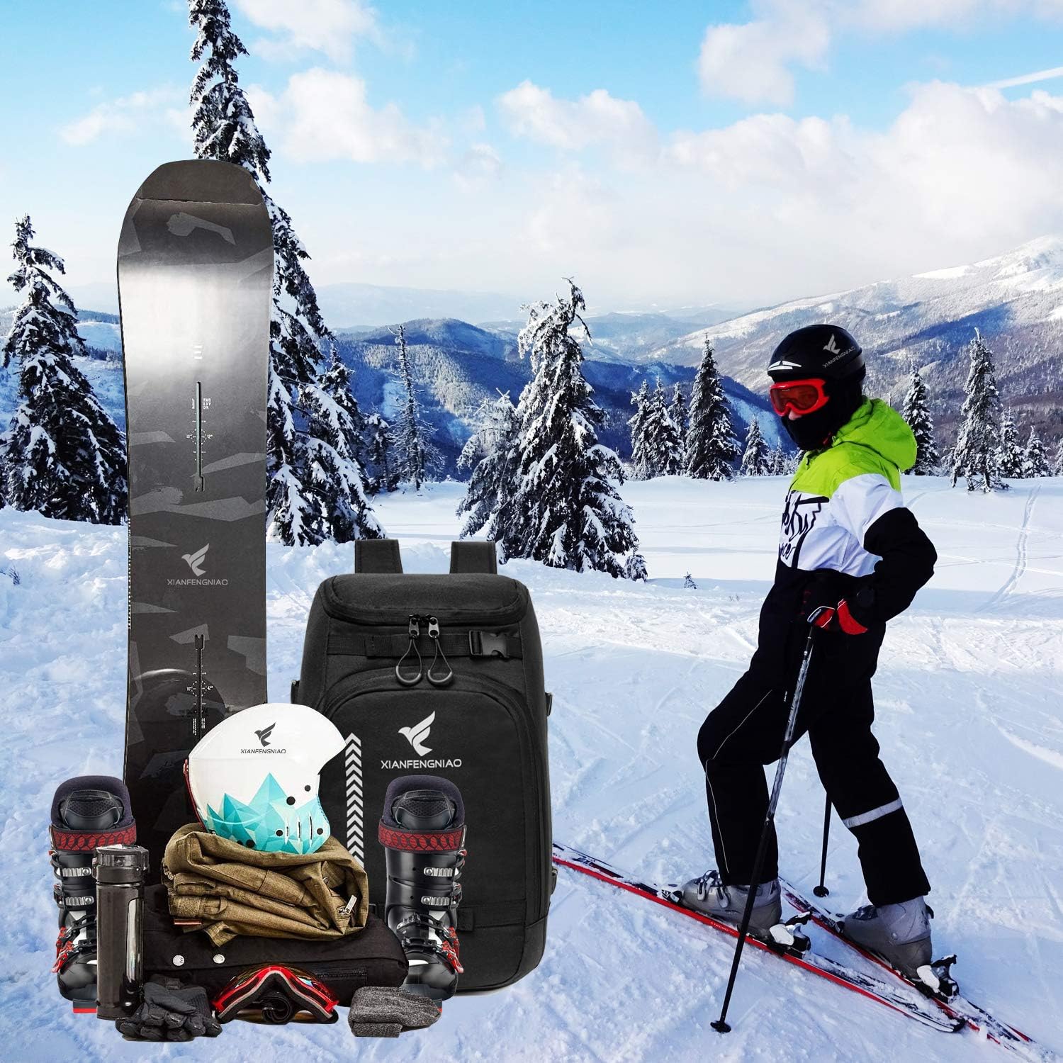 50L Waterproof Ski Boots Travel Backpack