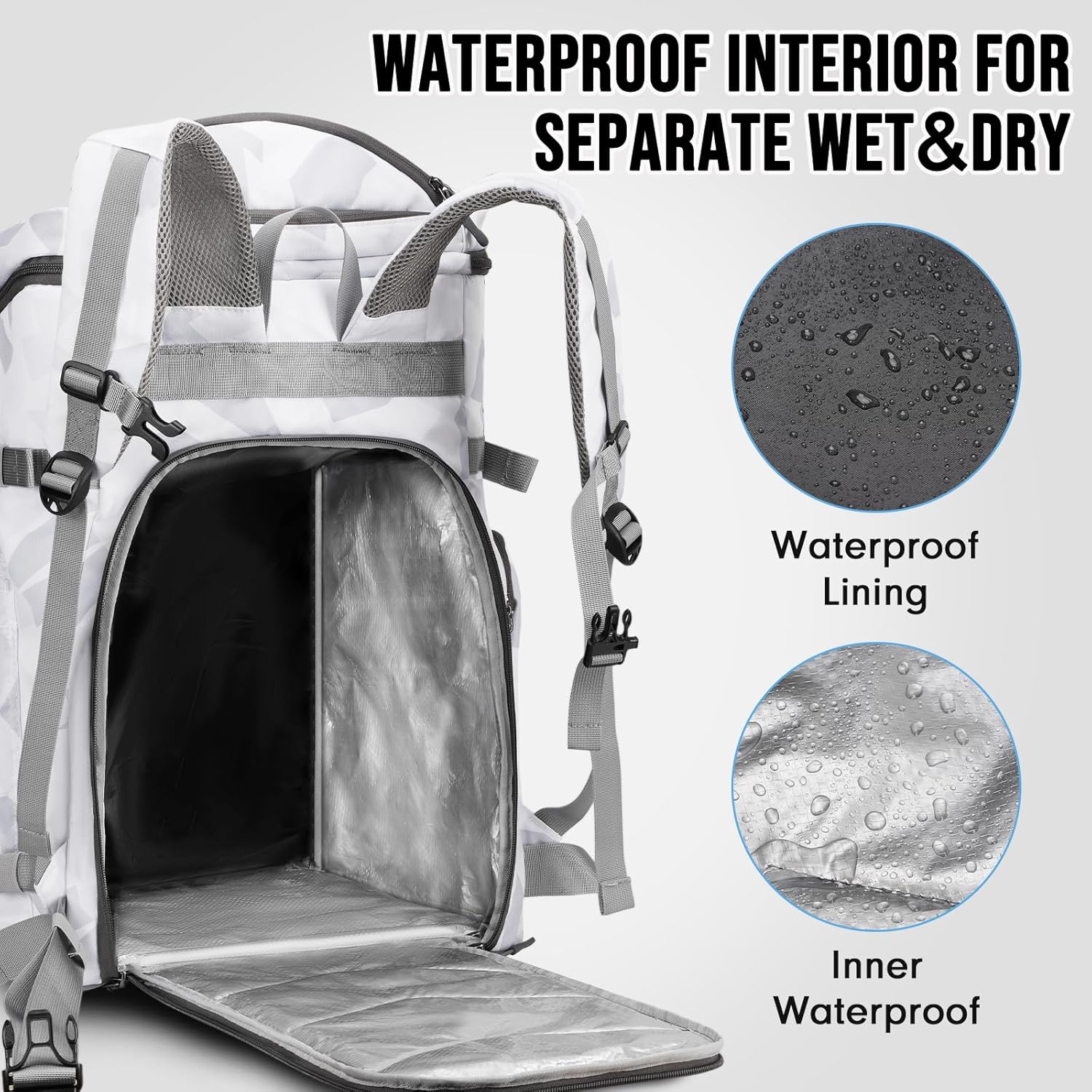 65L Waterproof Ski Snowboard Boot Bag for Air Travel