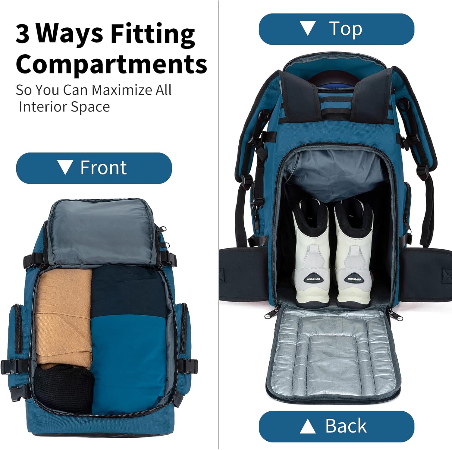 50L Large Capacity Waterproof Padded Ski Travel Bag