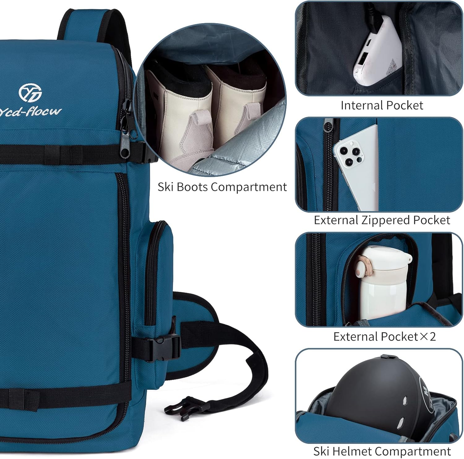 50L Large Capacity Waterproof Padded Ski Travel Bag