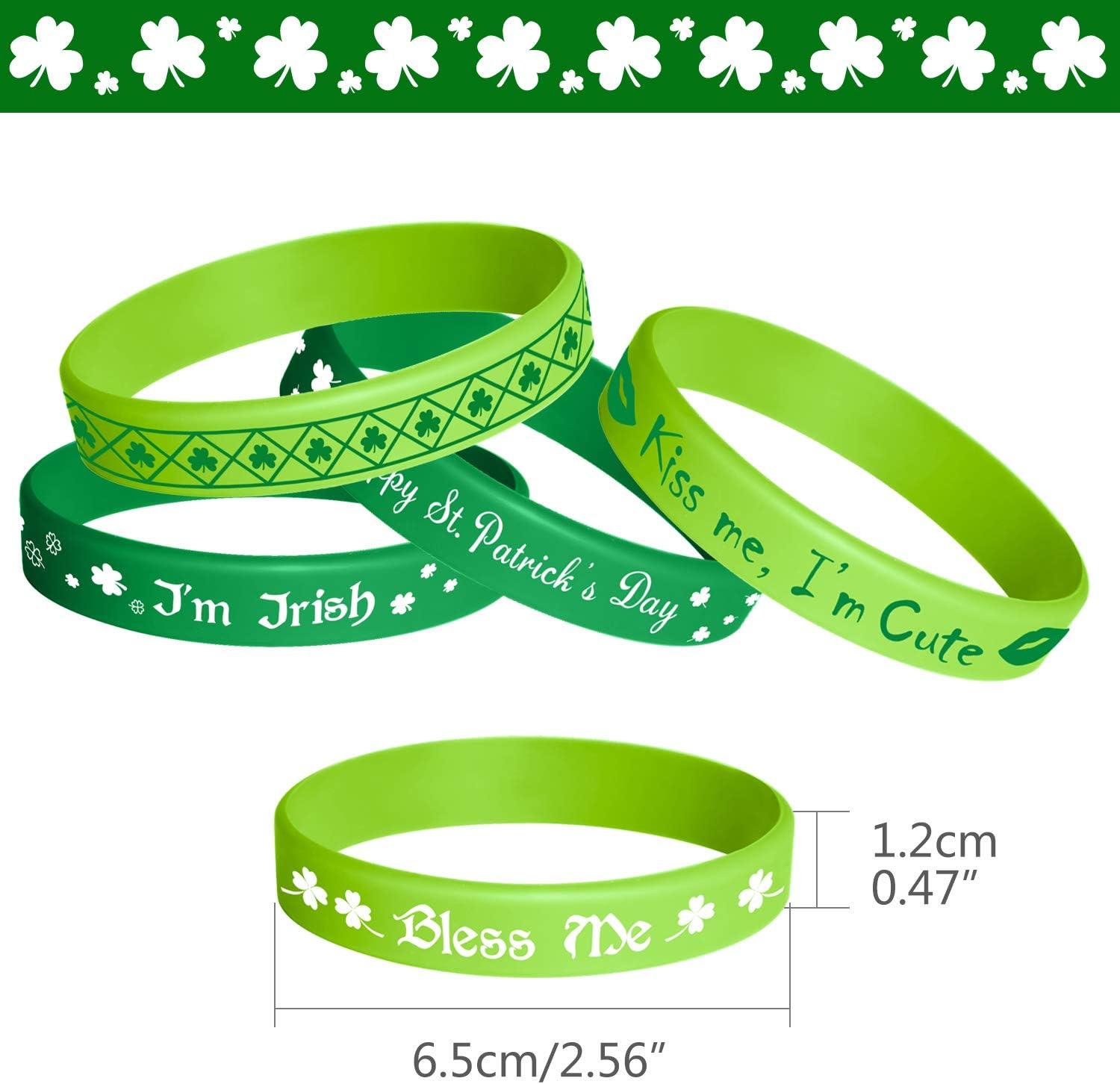 36 Pack St. Patrick's Day Rubber Wristbands
