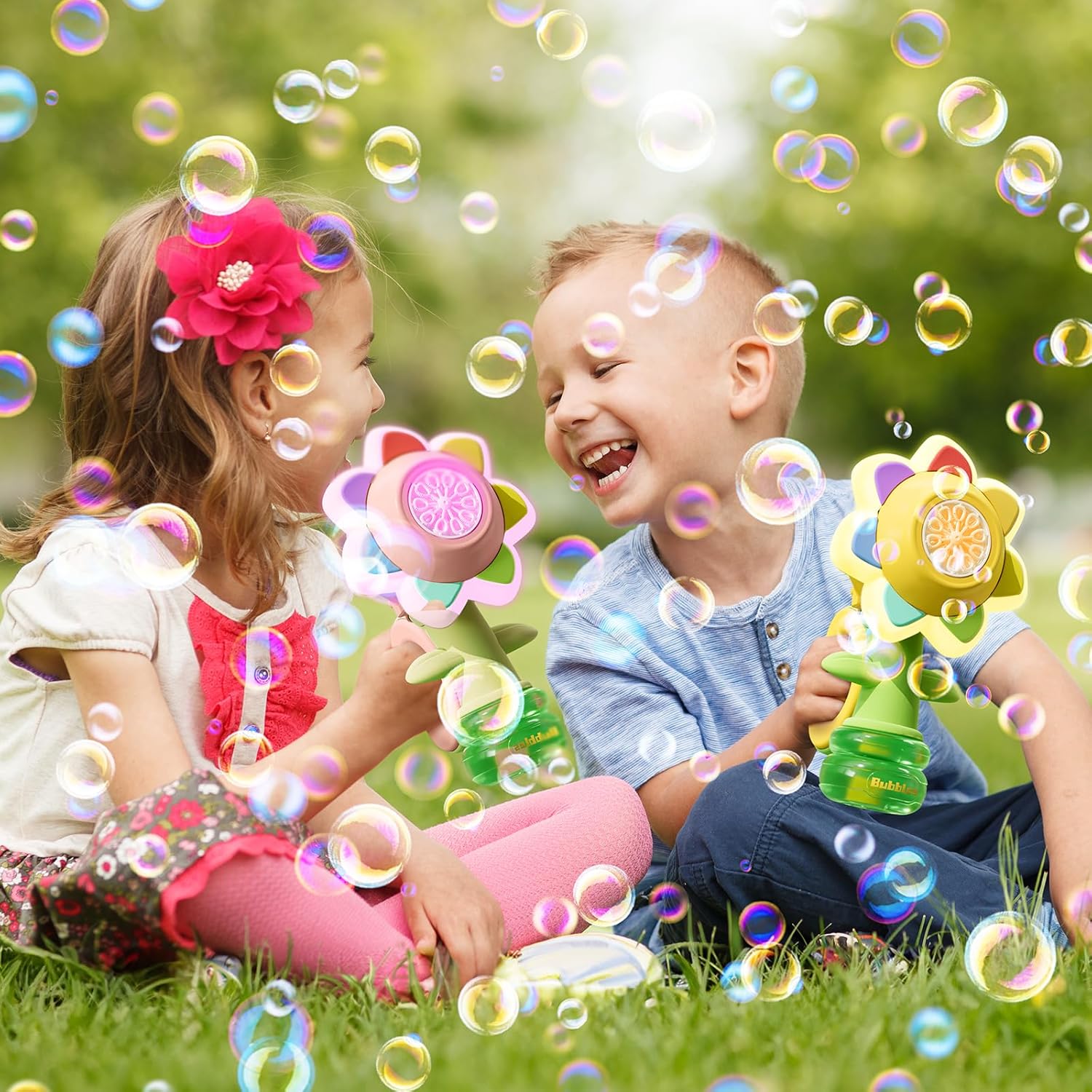 2 Kids Rechargeable Flower Bubble Guns