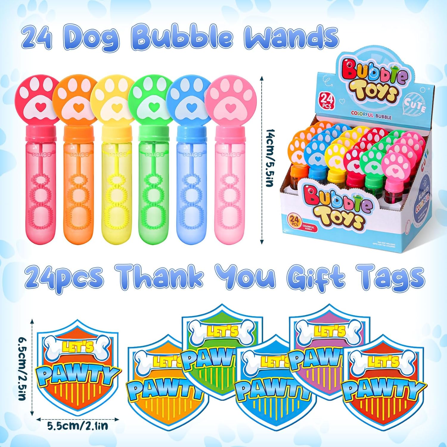 24 Paw Print Bubble Wand