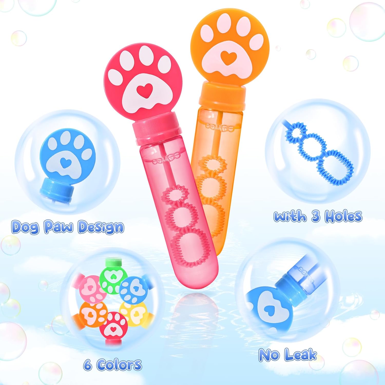 24 Paw Print Bubble Wand