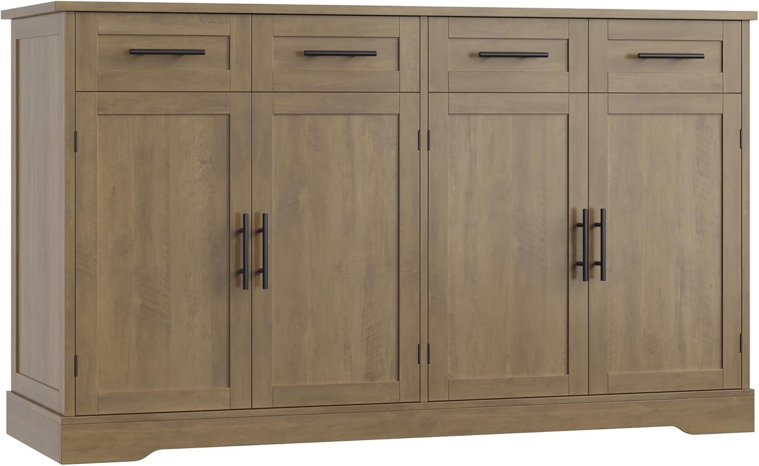 60-inch (approx. 152.4 cm) Large Buffet Sideboard with Storage,36-inch (approx. 91.4 cm) Tall Kitchen Buffet Storage Cabinet with 4 Drawers,Modern Coffee Bar Cabinet with Black Handles,Long Sideboard Table Living Room, Rustic Brown