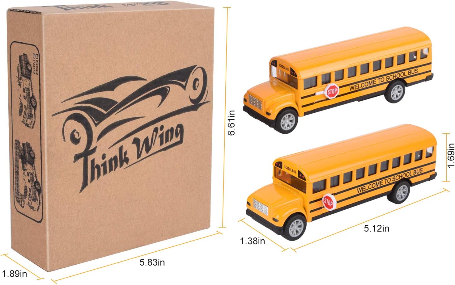 Toddler School Bus Toys, 5", 2 Sets