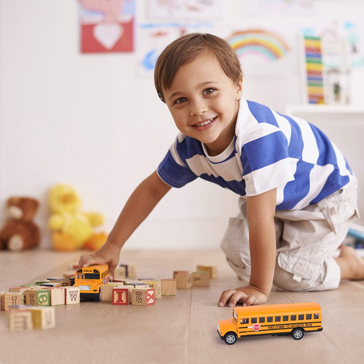 Toddler School Bus Toys, 5", 2 Sets