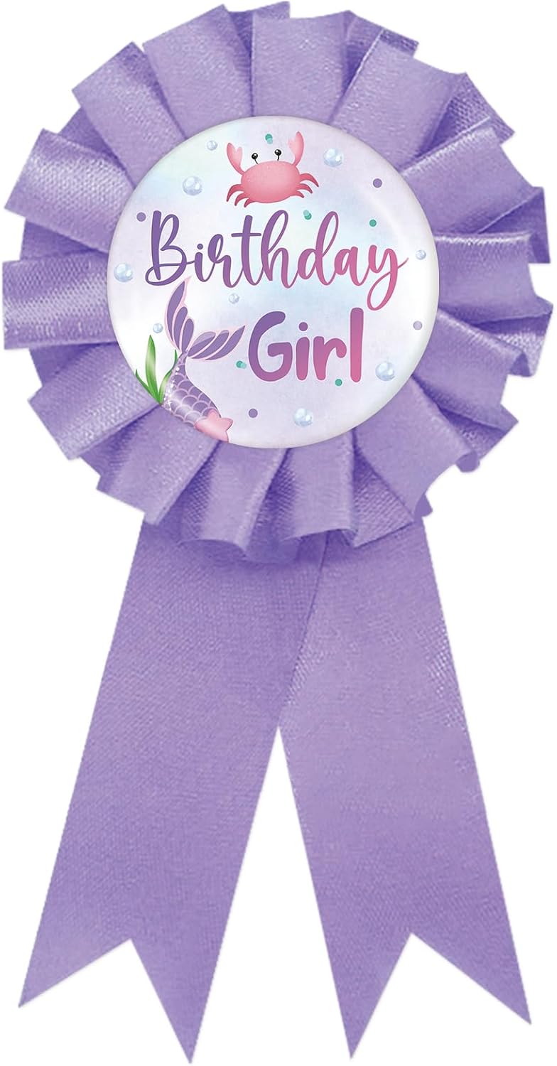 Mermaid Birthday Girl Tinplate Badge Pin
