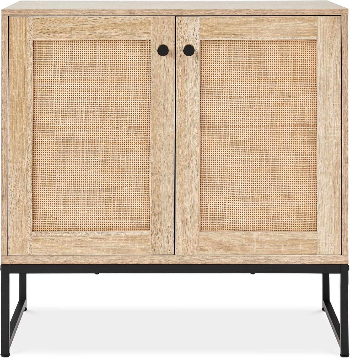 Best Choice Products Double Door Rattan Storage Cabinet, Featured Furniture, Multi-Functional Cabinet for Living Room, Hallway, Kitchen, Sideboard, Buffet Table with Scratch Resistant Feet - Natural