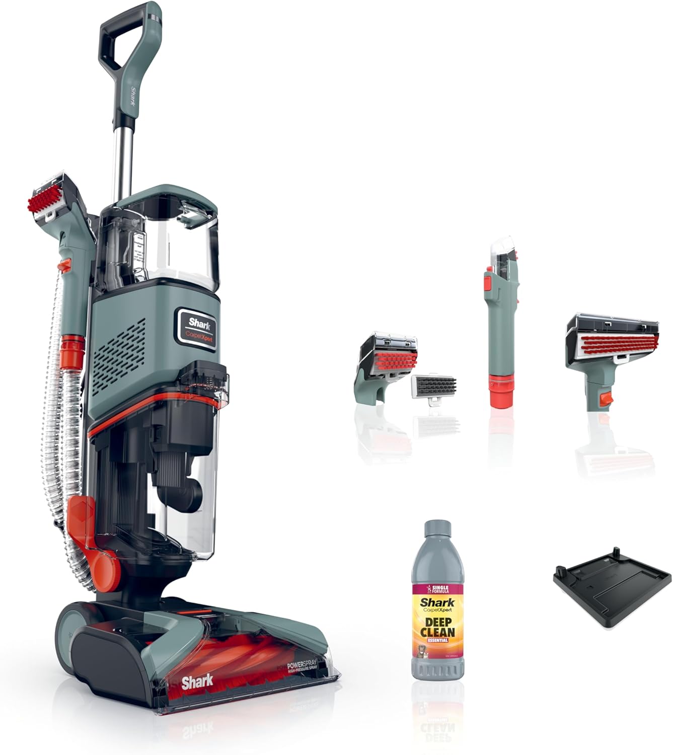 Shark CarpetXpert Upright Deep Carpet Cleaner with Handheld Spot and Stain Remover, 12 oz (Approx. 340.2 g) Cleaner, Removes Dirt and Grime, Carpet Shampoo, Slate Green, EX151