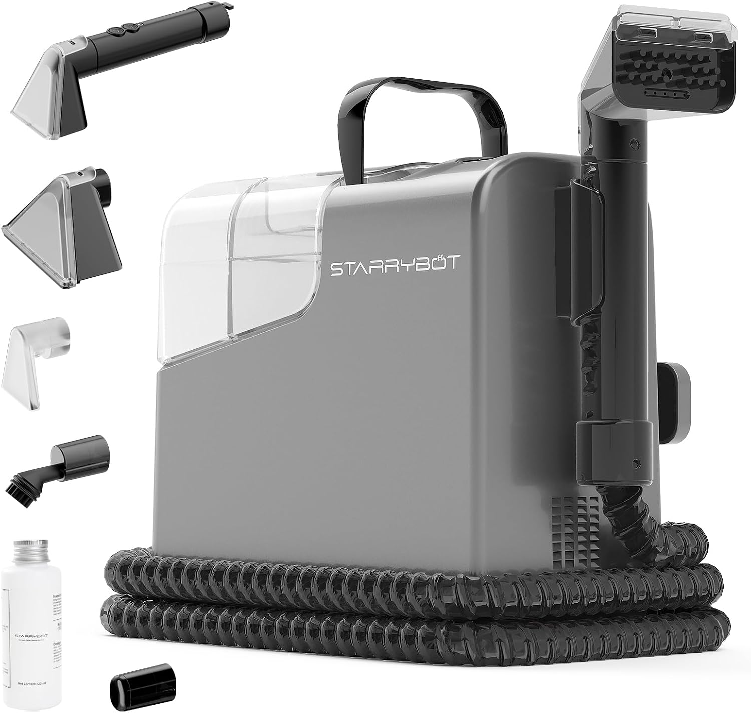 Starrybot Portable Carpet Cleaner with Steam Technology for Carpet and Upholestery, 12,000Pa Powerful Suction with Multi-Tool, Small Pet Stain Remover and Deodorizer
