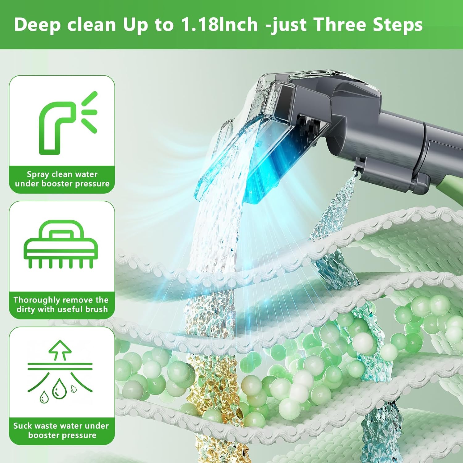 Carpet Cleaner,18Kpa Portable Carpet Spot and Upholstery Cleaner,500W Powerful Suction Deep Sofa Cleaner with Handle for Pet Stains, Sofas, Car Seats, Furniture
