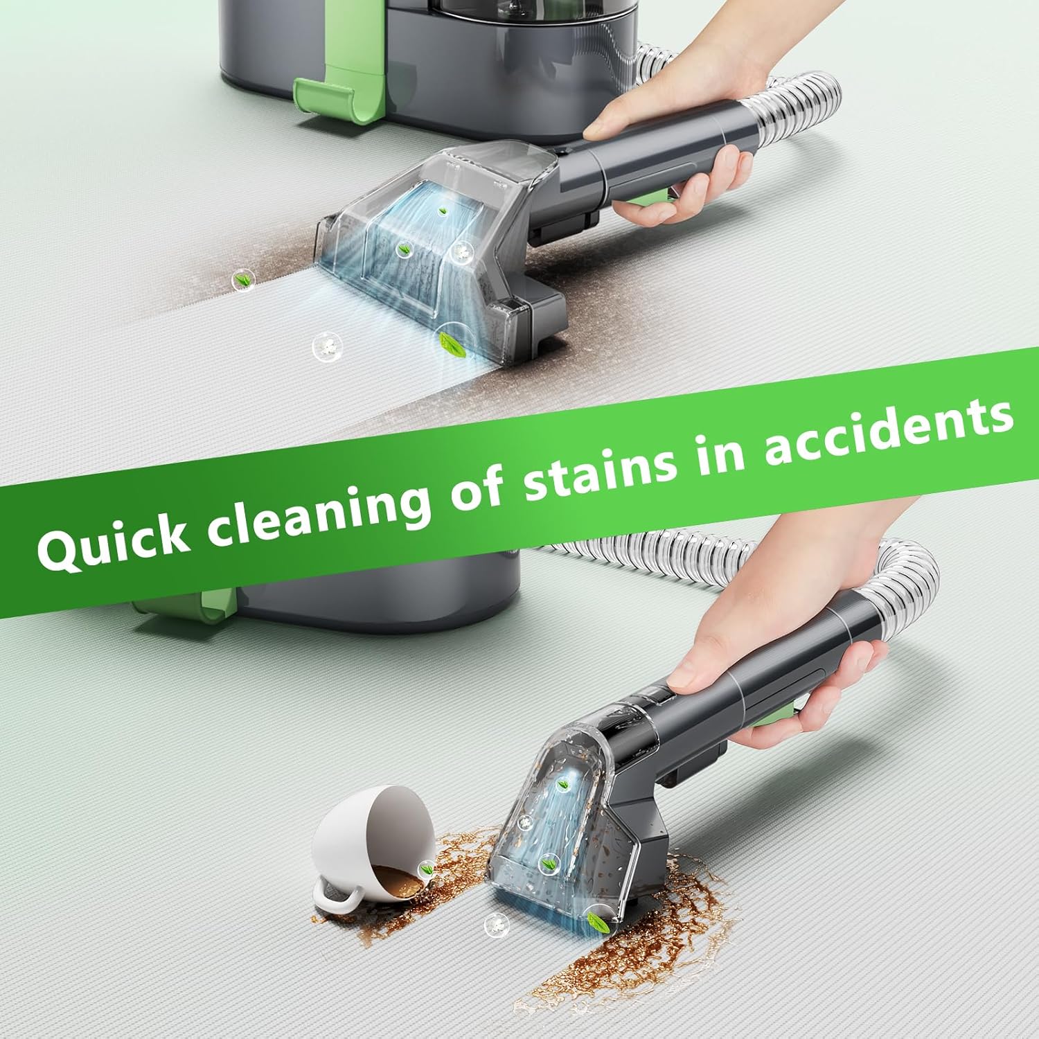 Carpet Cleaner,18Kpa Portable Carpet Spot and Upholstery Cleaner,500W Powerful Suction Deep Sofa Cleaner with Handle for Pet Stains, Sofas, Car Seats, Furniture