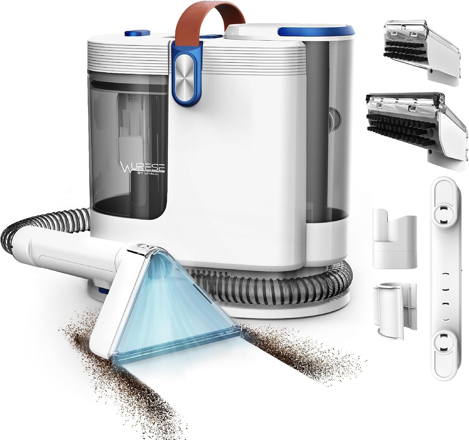Portable Carpet Cleaning Machine, Carpet Shampoo, 15Kpa Upholstery Cleaner with 3 Tools, 50 oz (Approx. 1.5 kg) Large Water Tank, 16.6 ft (Approx. 5.0 m) Power Cord, Spot and Stain Deep Cleaning Agent for Carpet, Upholstery, Automotive, Blue