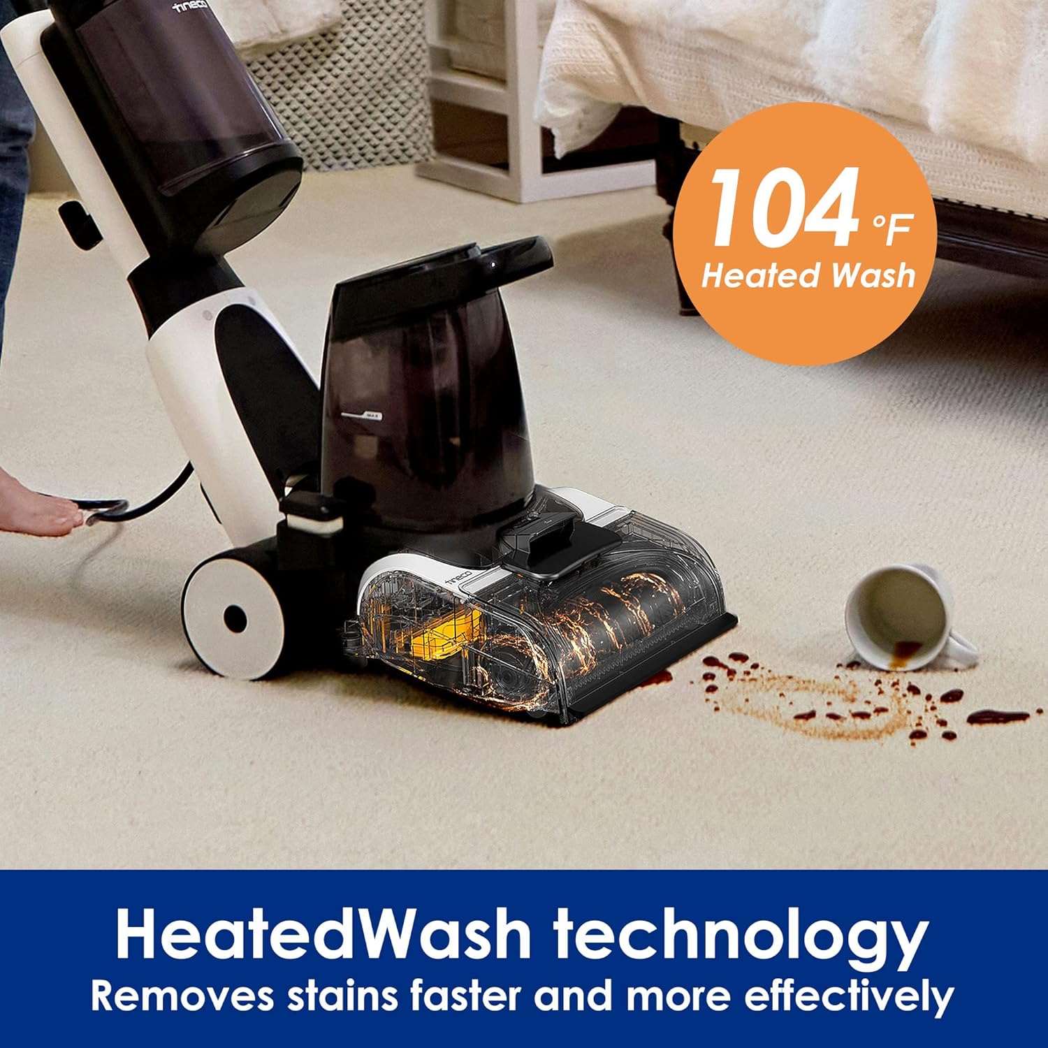 Tineco Carpet ONE Smart Carpet Cleaner, Lightweight Carpet Shampoo and Portable Upholstery Cleaner with LED Display, Pet Carpet Cleaner with App Connection, Voice Prompts