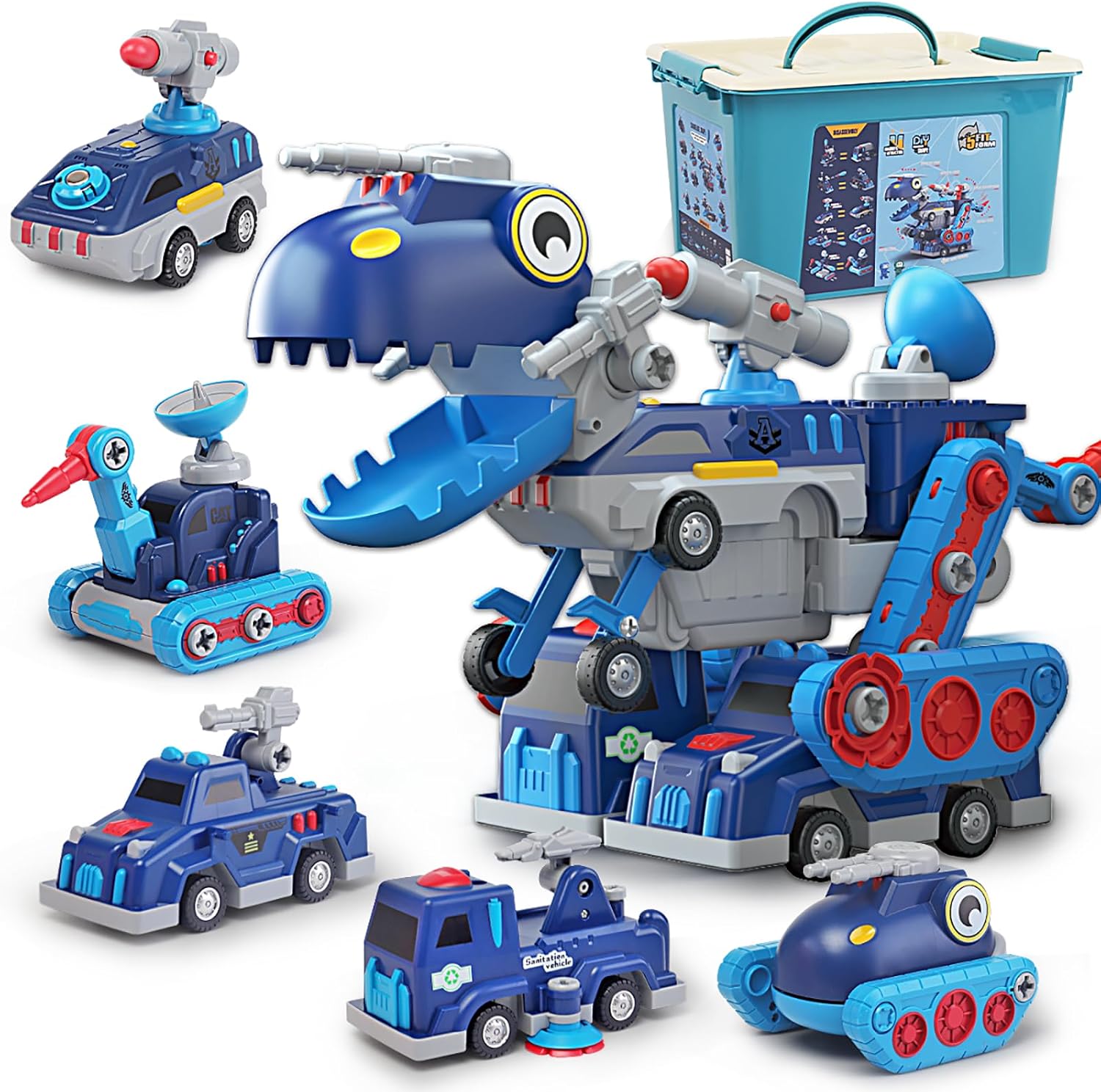 Magnetic Toy Vehicles, 5 in 1 Tool Building Truck Transformer