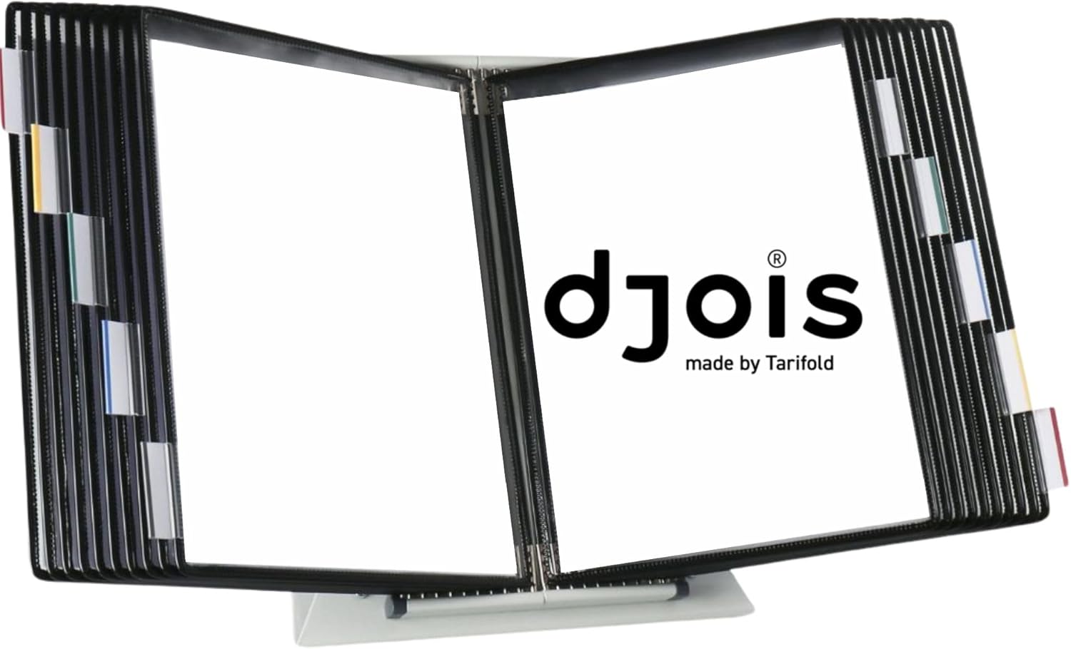 Desktop Reference and Display System with 20 Double-Sided Display Pockets, 40 Sheet Capacity, Holds Letter-Size Documents, Black-Framed Wire Reinforced Pockets (D272)