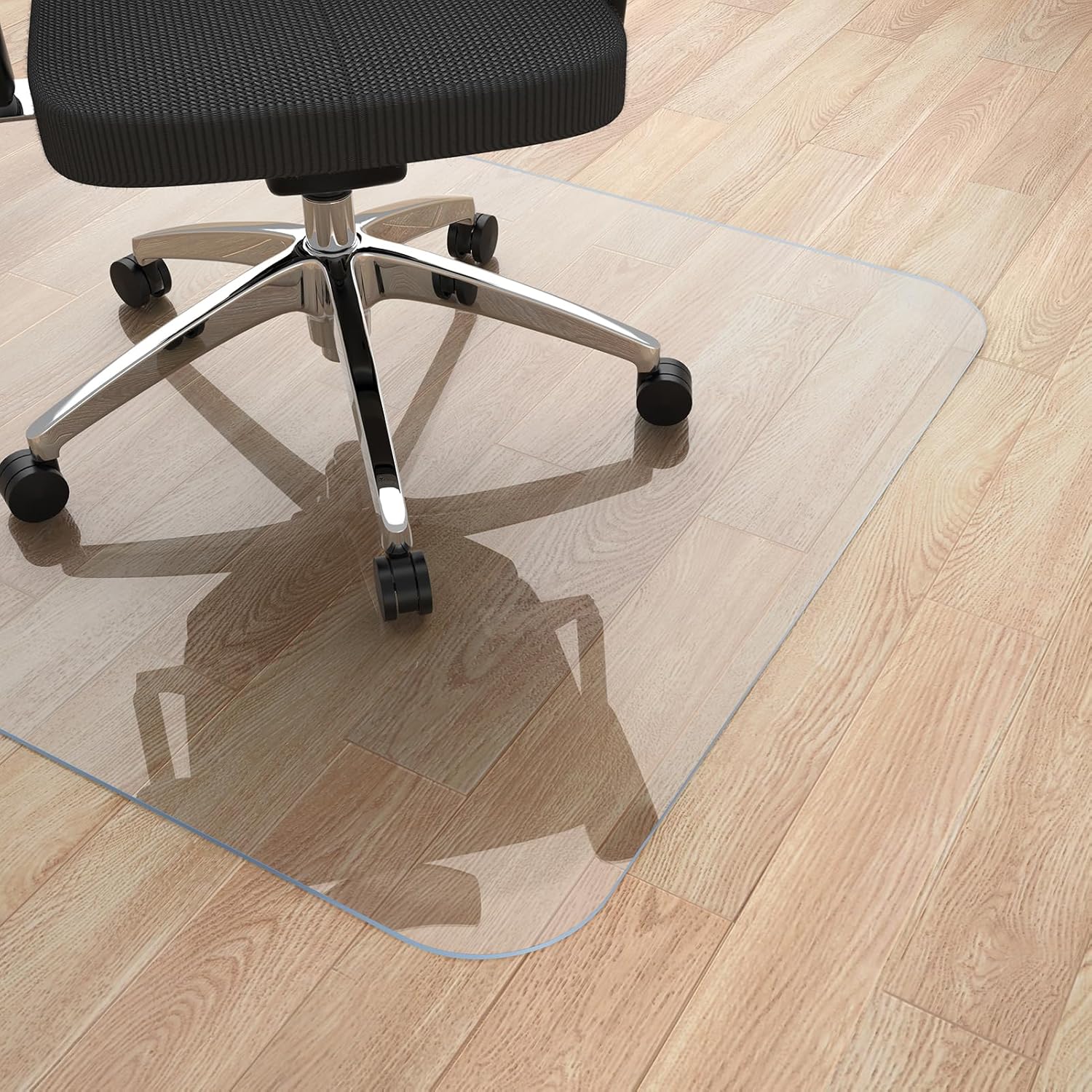 Mind Reader Office Chair Pad for Carpet, Under Table Protector, Carpet Grip, Rolling, PVC, 47.5 in. L x 35.5 in. W x 0.125 in. H, Clear
