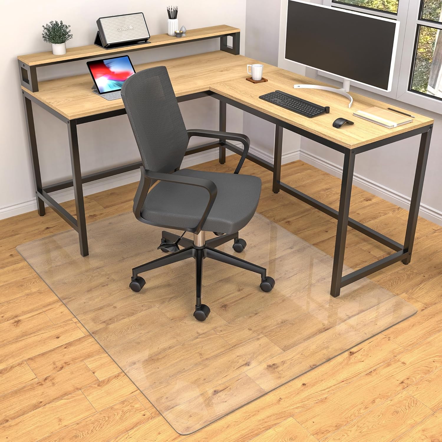 Office Chair Mat for Hardwood Floors,91.44 x 121.92 cm Clear Floor Mat for Rolling Wheelchair,Heavy Duty Wood/Tile Floor Protector for Home Office,Non-Slip,Easy to Clean