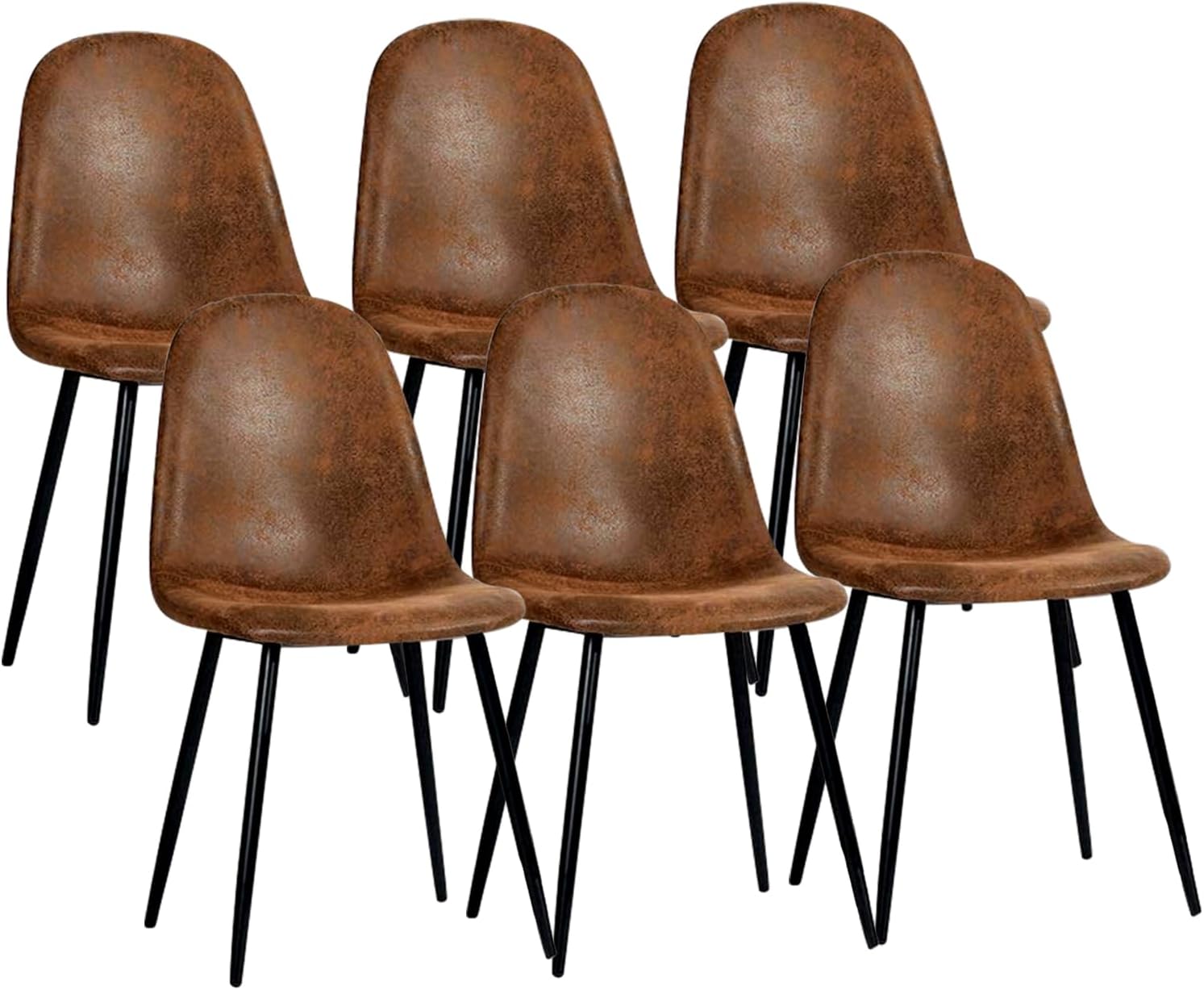 FurnitureR Dining Chair Comfortable Upholstered Side Seat without Armrests for Home Kitchen Bedroom Living Room Guest Room Dining Room Cafe (Brown, Set of 6)