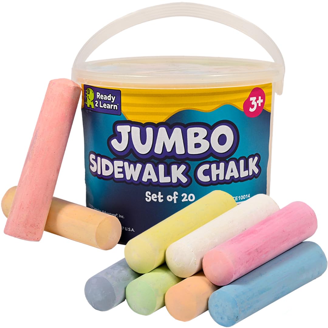 20 Pack Jumbo Sidewalk Chalk Set, 9 Colors