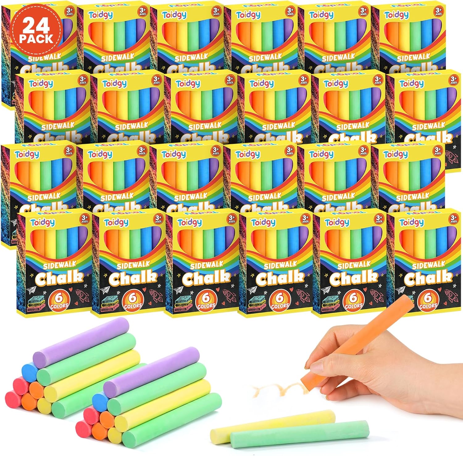 288 Mini Chalk Set for Kids (24 Boxes), 5 Colors