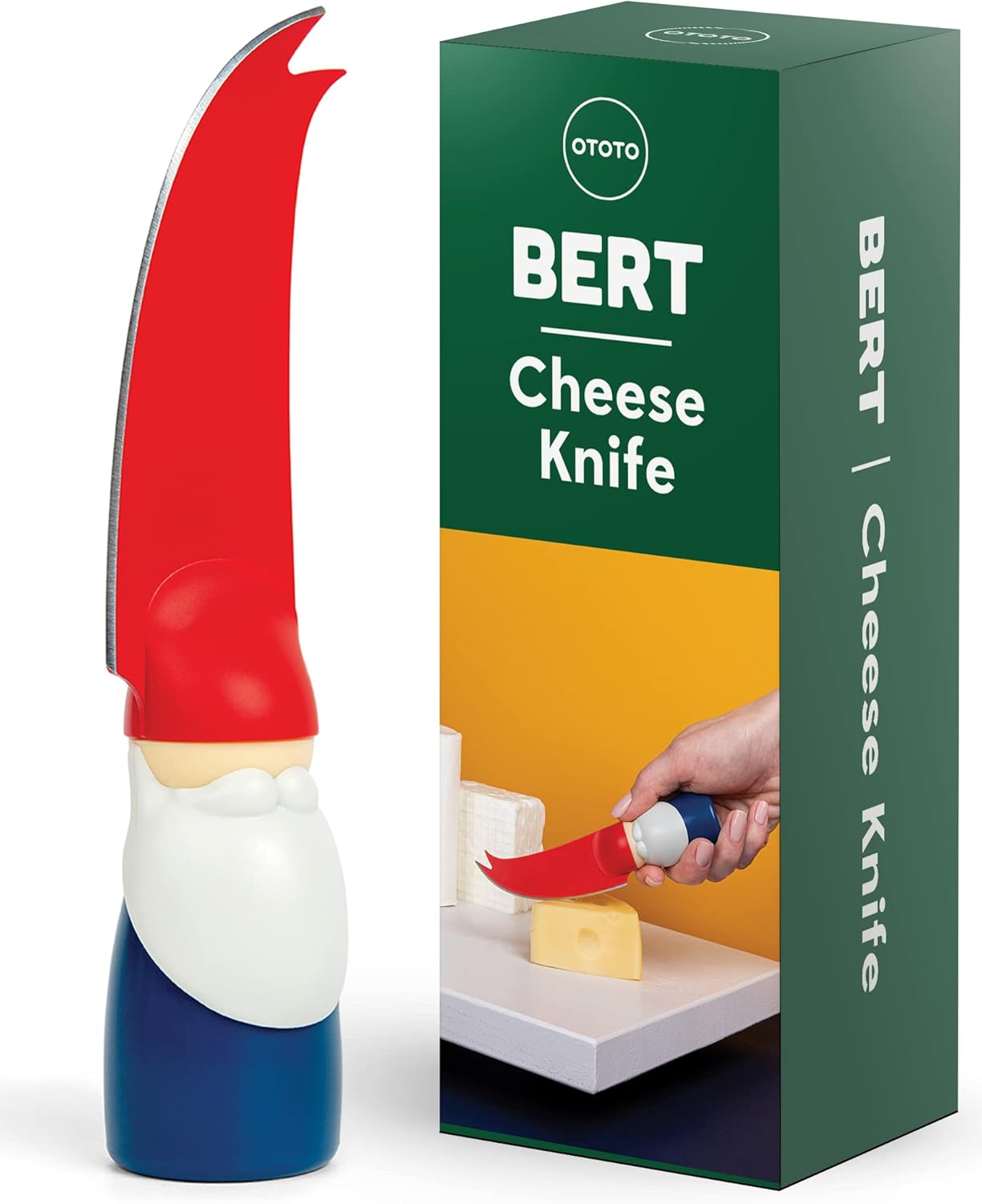 Bert Cheese Knife,Gnome Theme Multi-Purpose Knife for Cheese, Fruits and Vegetables,Cute Kitchen Accessory,BPA-Free Kitchen Gadgets,Funny Kitchen Gadgets,Ladies Gnome Gift