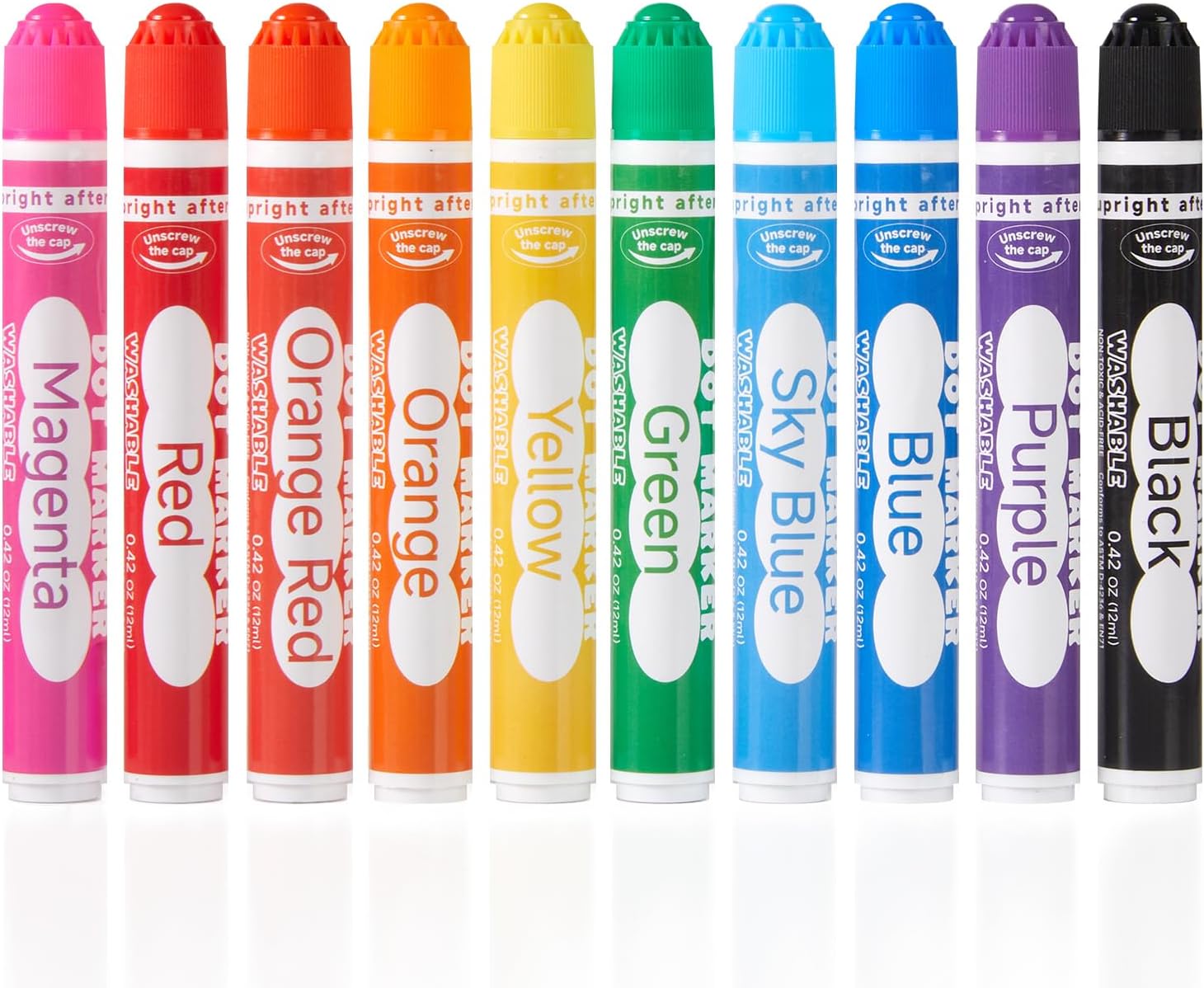 10 Color Washable Dot Markers for Toddlers