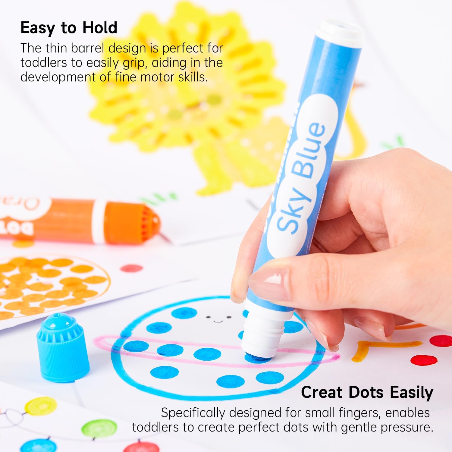 10 Color Washable Dot Markers for Toddlers