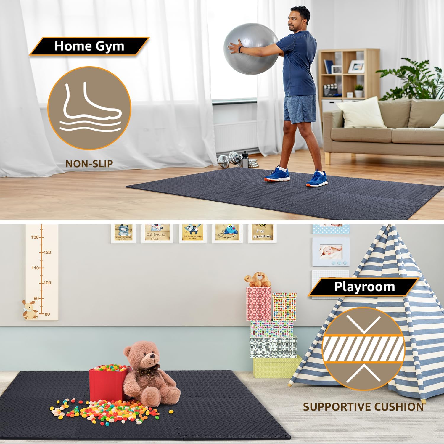 24 Pack 1.27cm Thick Floor Exercise Mats
