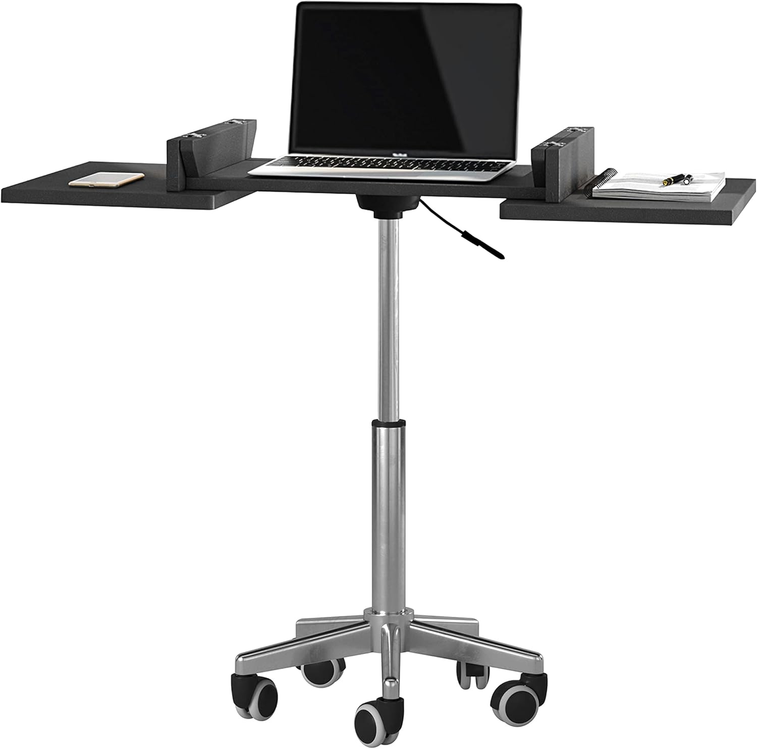 Mobile 28-inch (Approx. 71.1 cm) Vertical Laptop Cart, Height-Adjustable Small Rolling Workstation, Locking Wheels, White, CART-V00LW