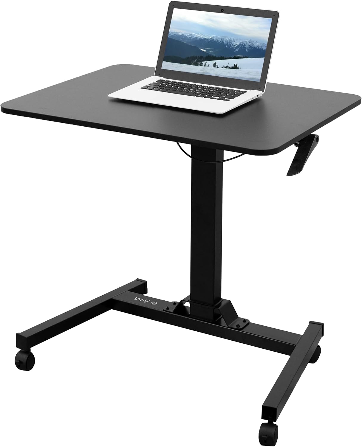 Mobile 32-inch (Approx. 81.3 cm) Vertical Laptop Cart, Height-Adjustable Rollers, Locking Wheels, Black, CART-V07B