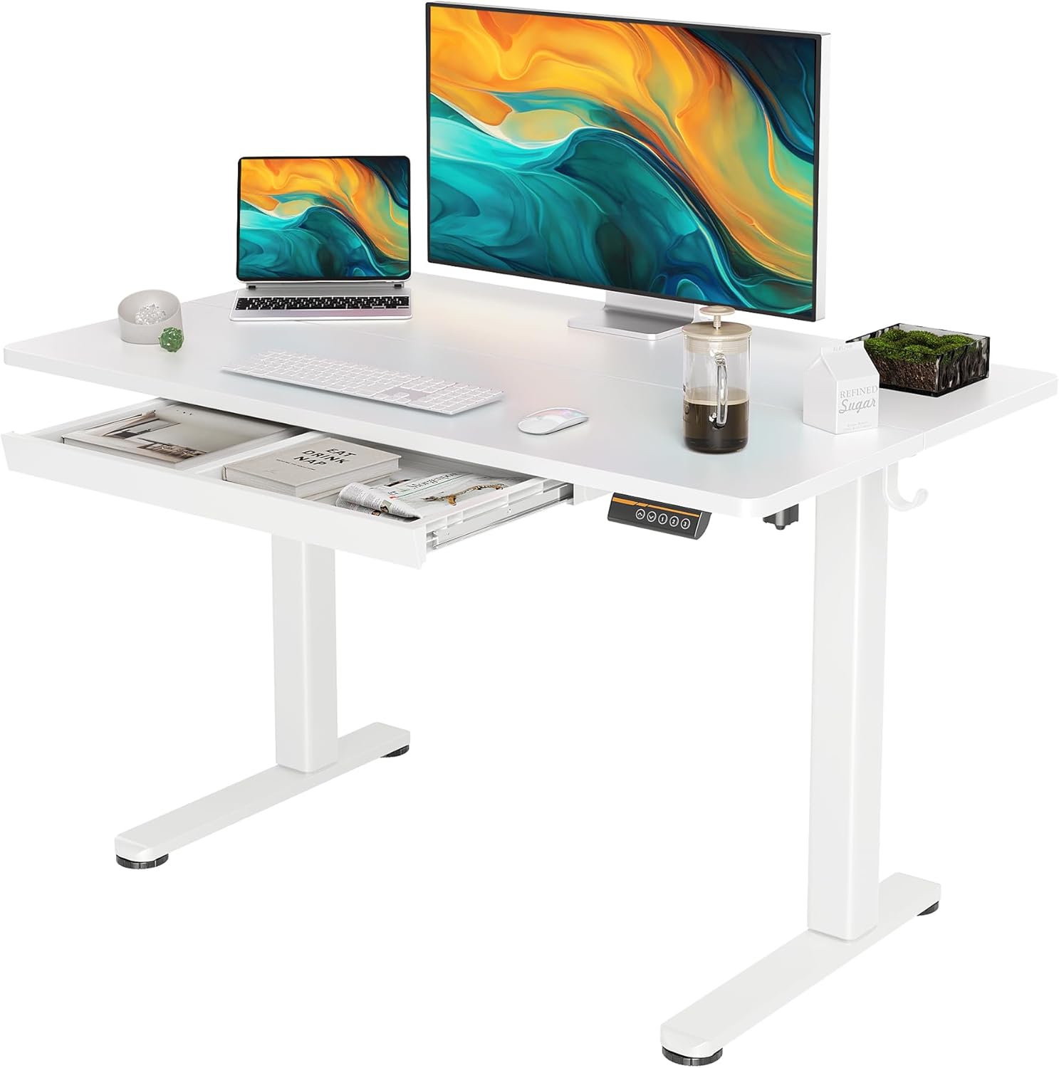 32 inch (Approx. 81.3 cm) Desk Riser for Standing or Sitting, Vertical Desk Converter, Height Adjustable Sit-Stand Desk Converter, Fully Assembled Monitor Laptop Riser Workstation for Home Office, Black