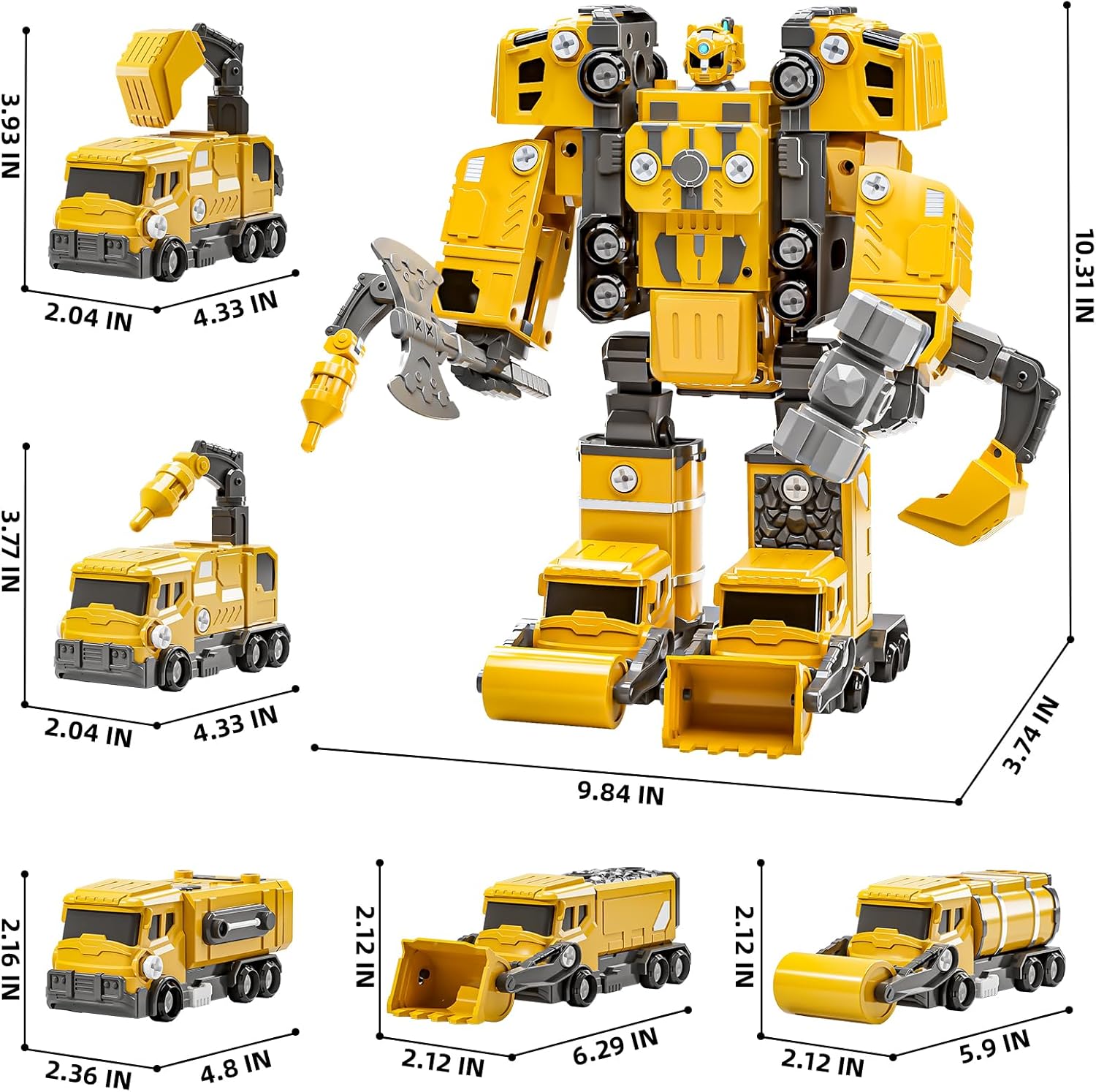 Children's Construction Vehicles, Transforming Robot, Ages 3-7