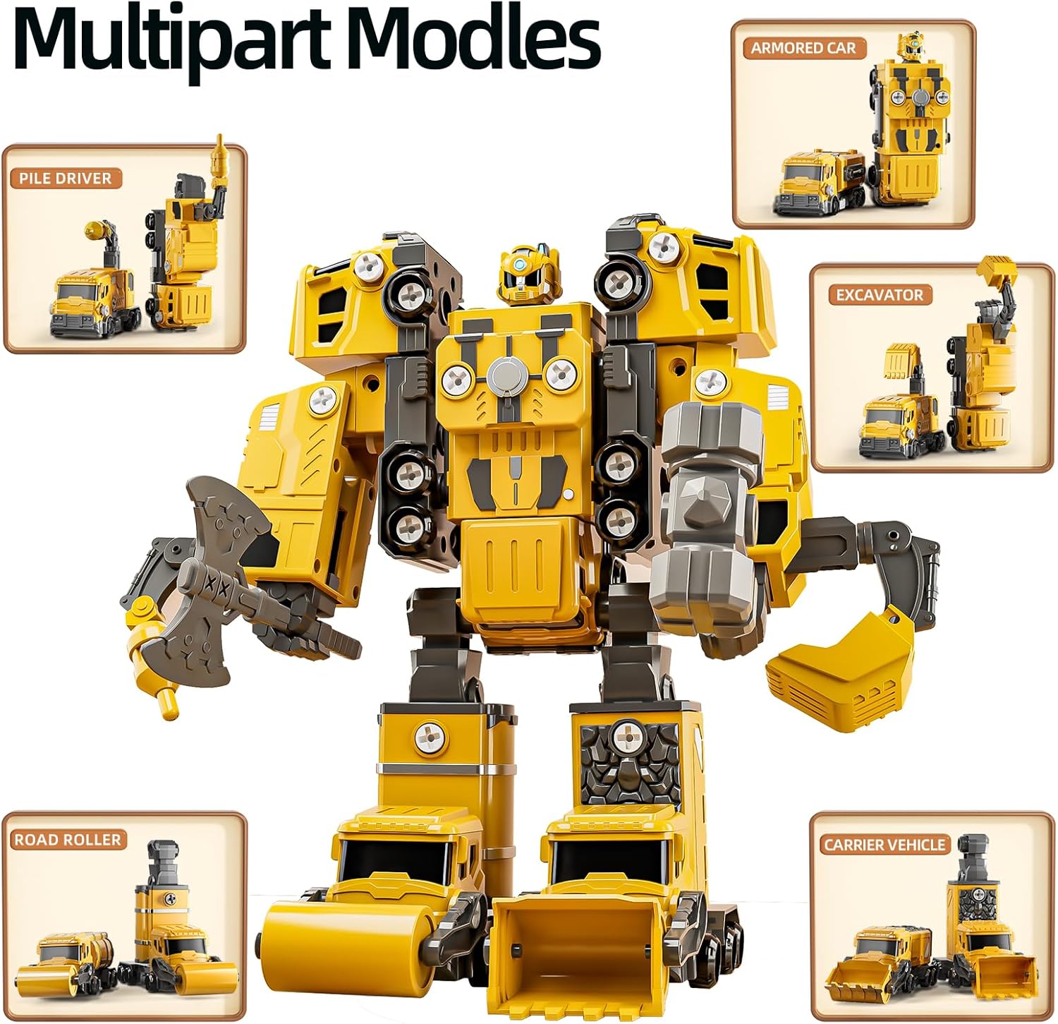 Children's Construction Vehicles, Transforming Robot, Ages 3-7
