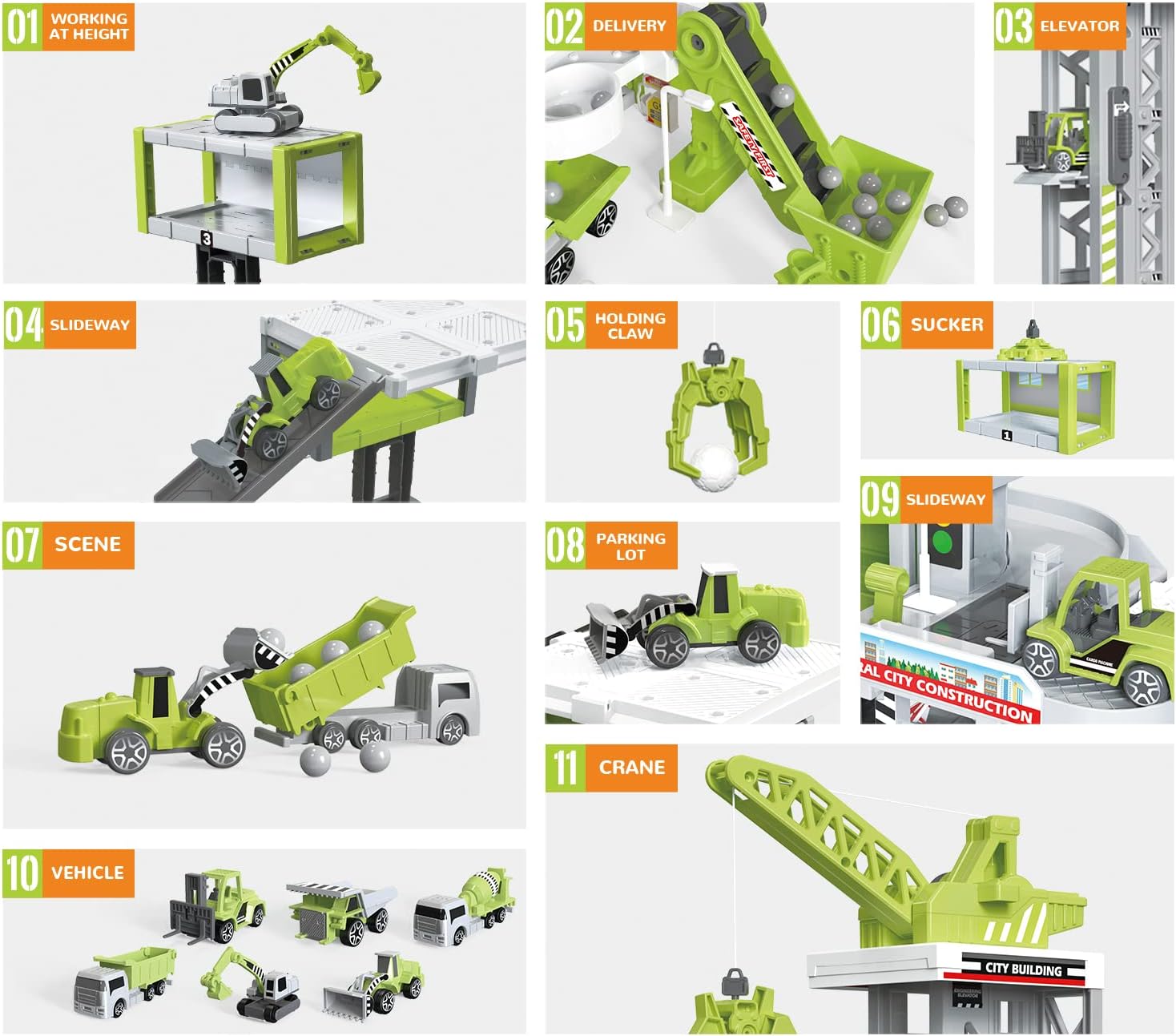 Engineering Vehicle Playset, Educational Toys for Boys 3-8